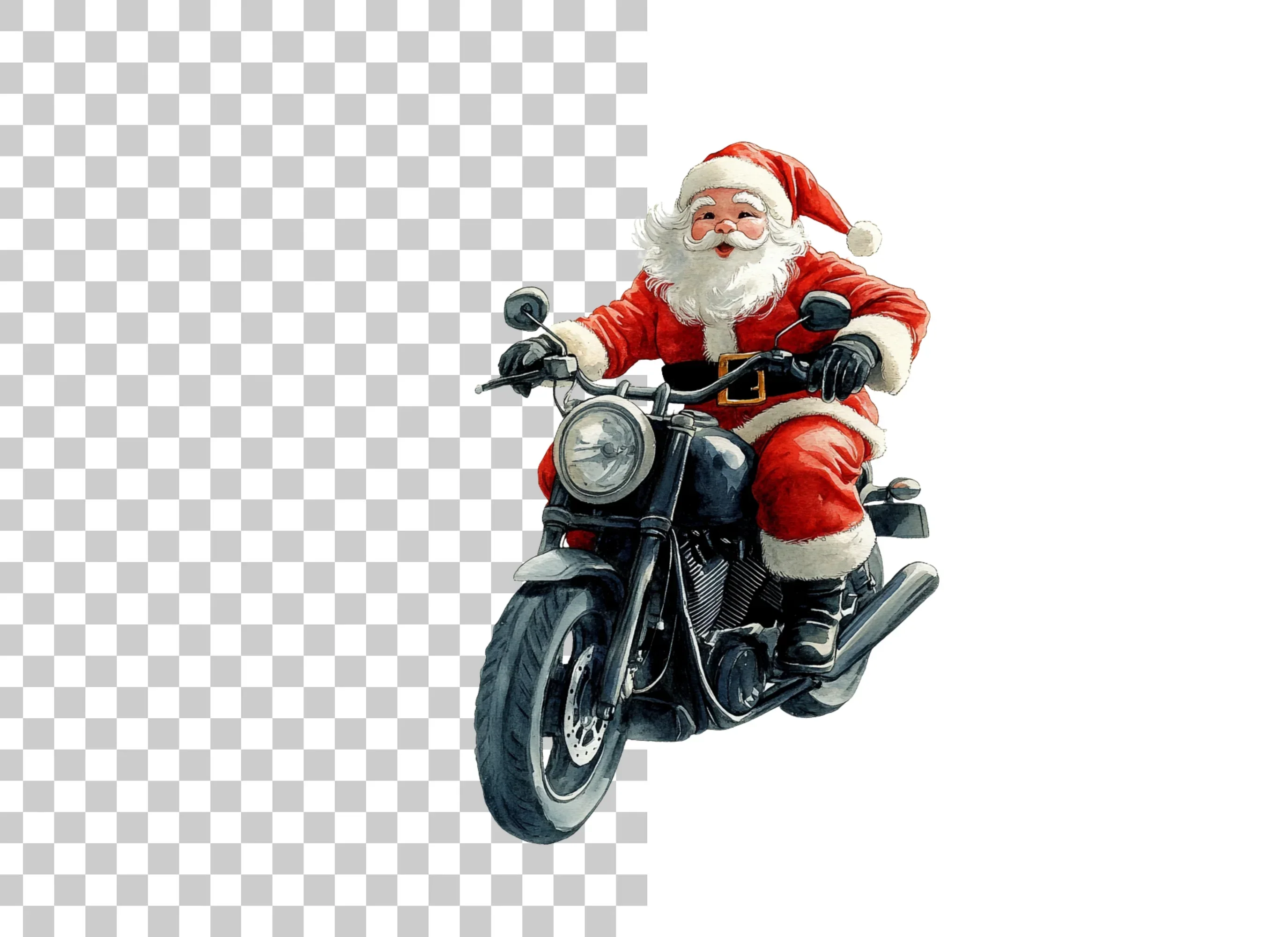 Cool Santa Claus on Motorcycle Clipart Bundle - Image 6