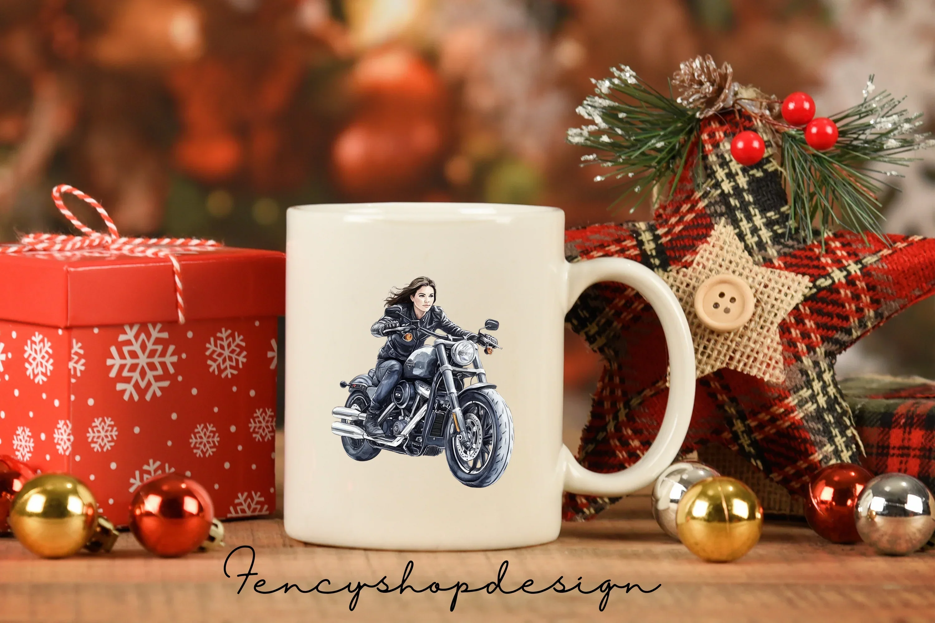 Cool Woman Riding Motorcycle Clipart Bundle - Image 3