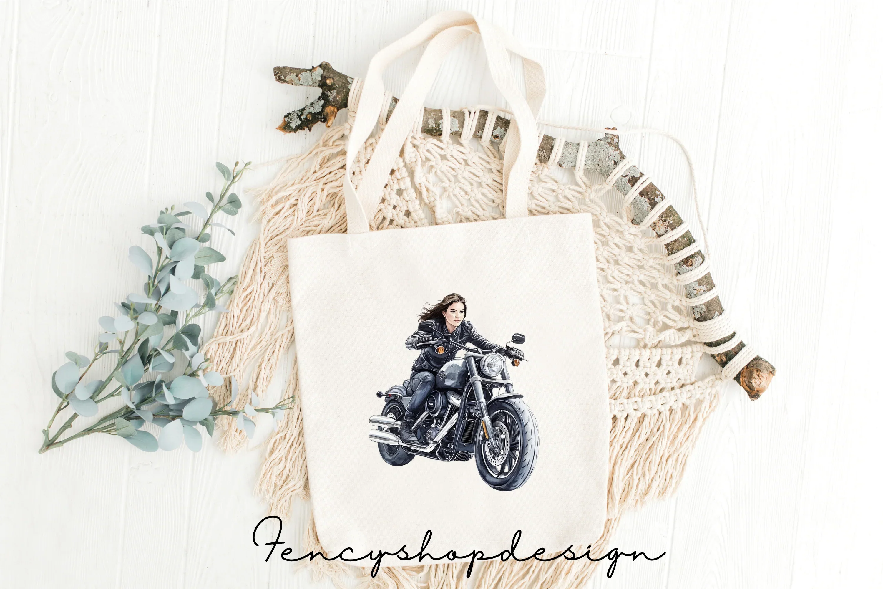 Cool Woman Riding Motorcycle Clipart Bundle - Image 4