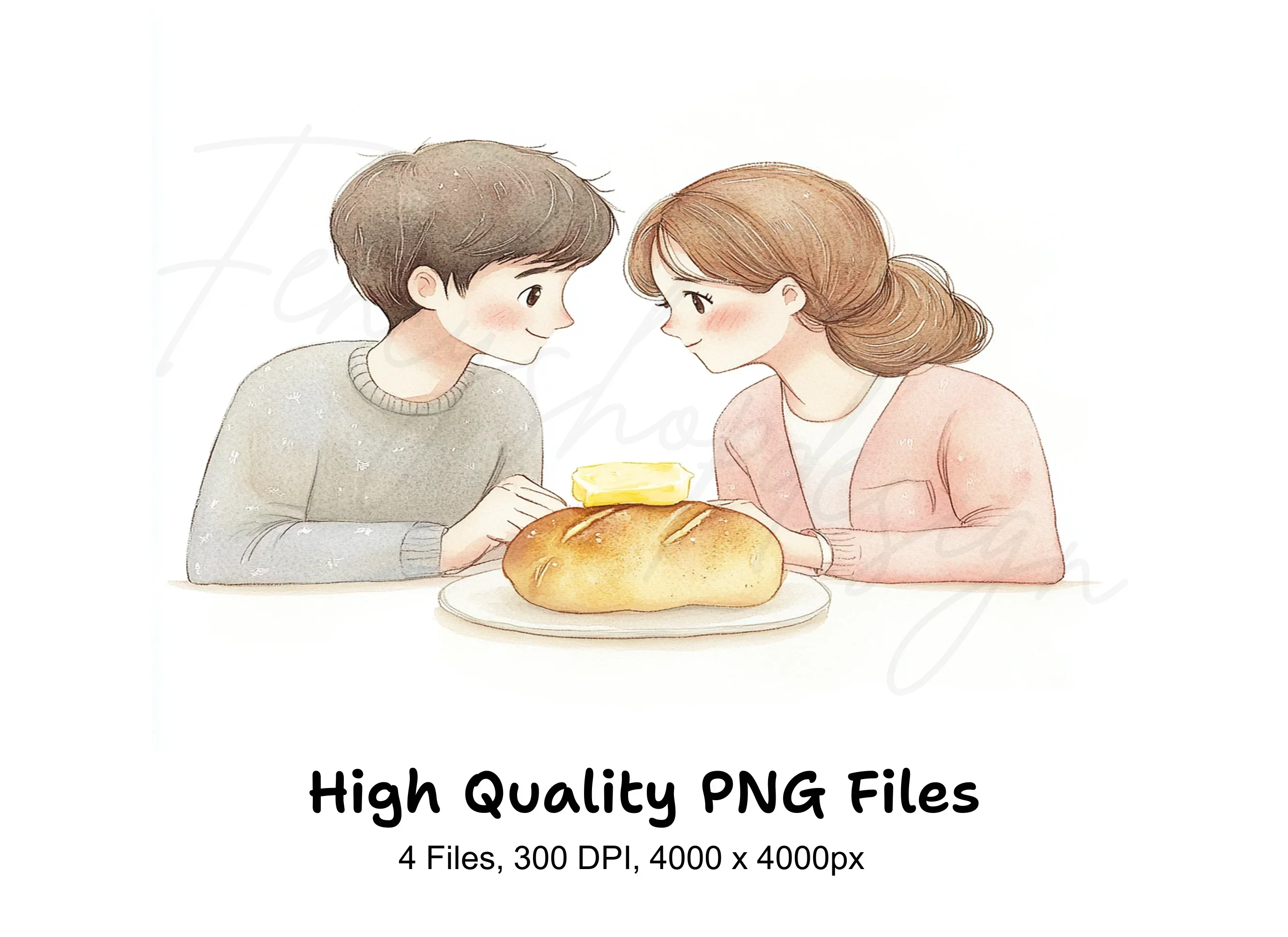 Couple Breakfast Clipart Bundle