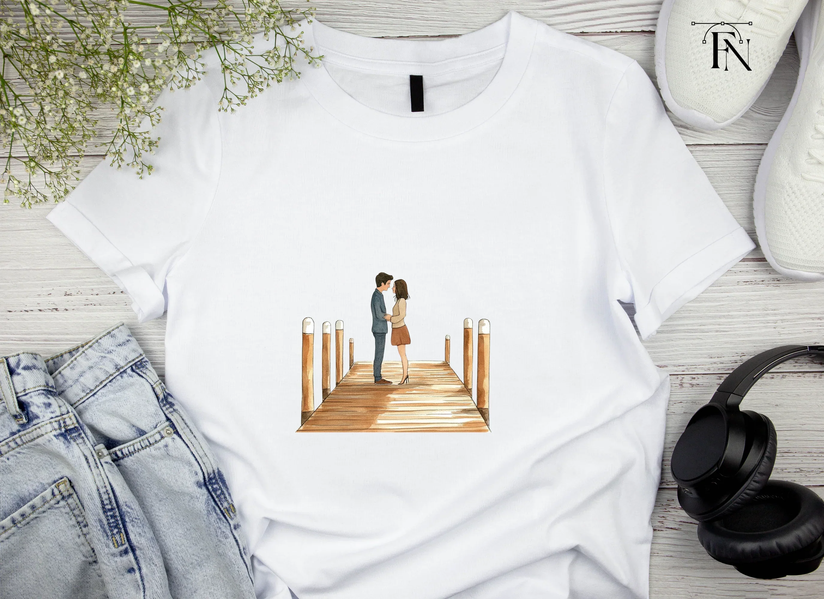 Couple Holding Hands on Pier Clipart Bundle - Image 5