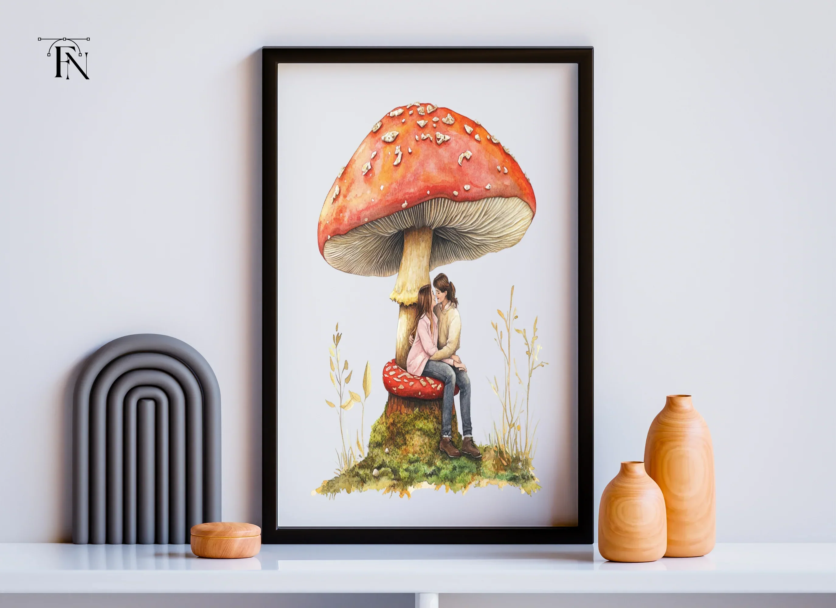 Couple on Mushroom Clipart Bundle - Image 2