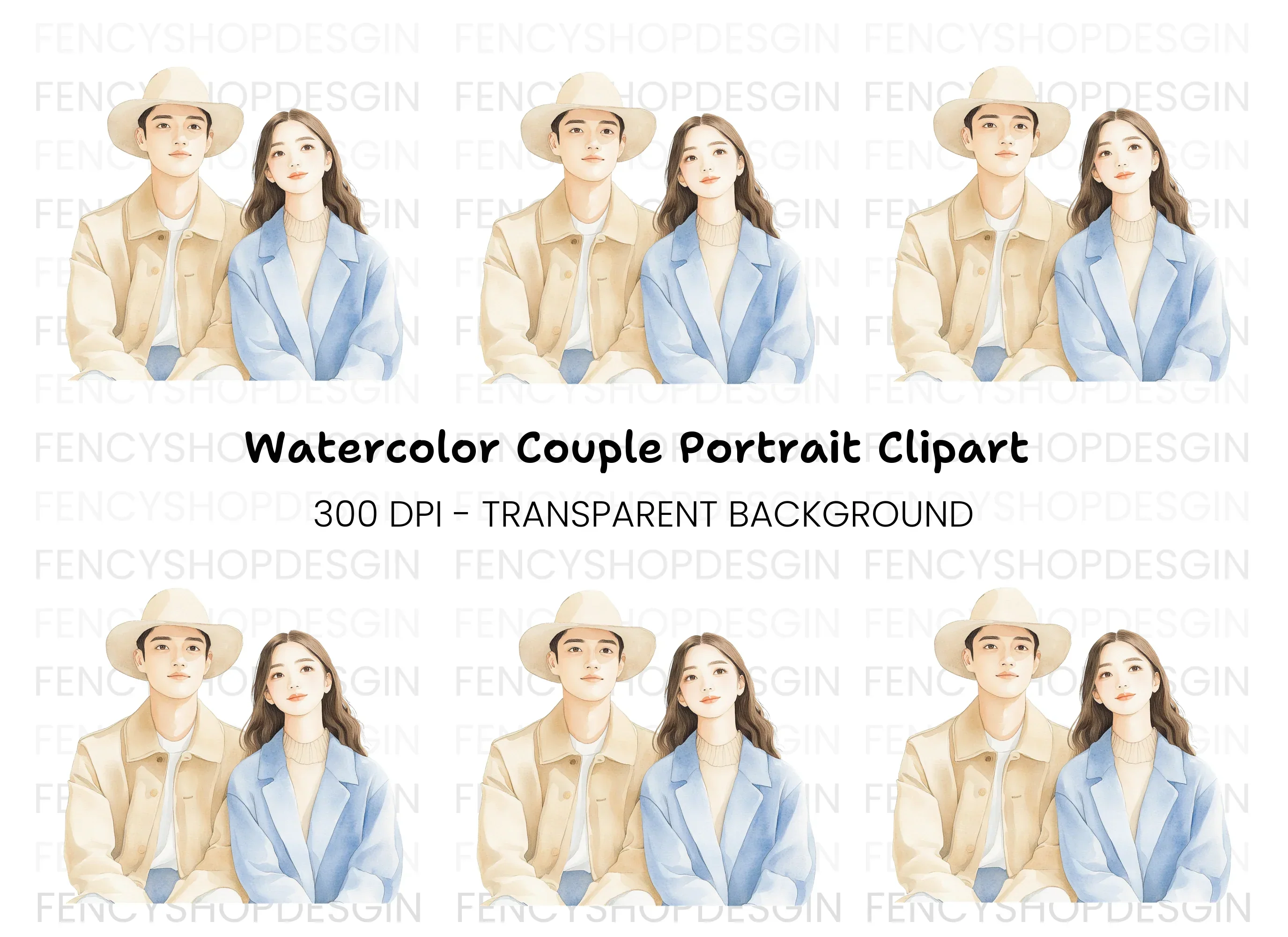 Couple Portrait Clipart Bundle