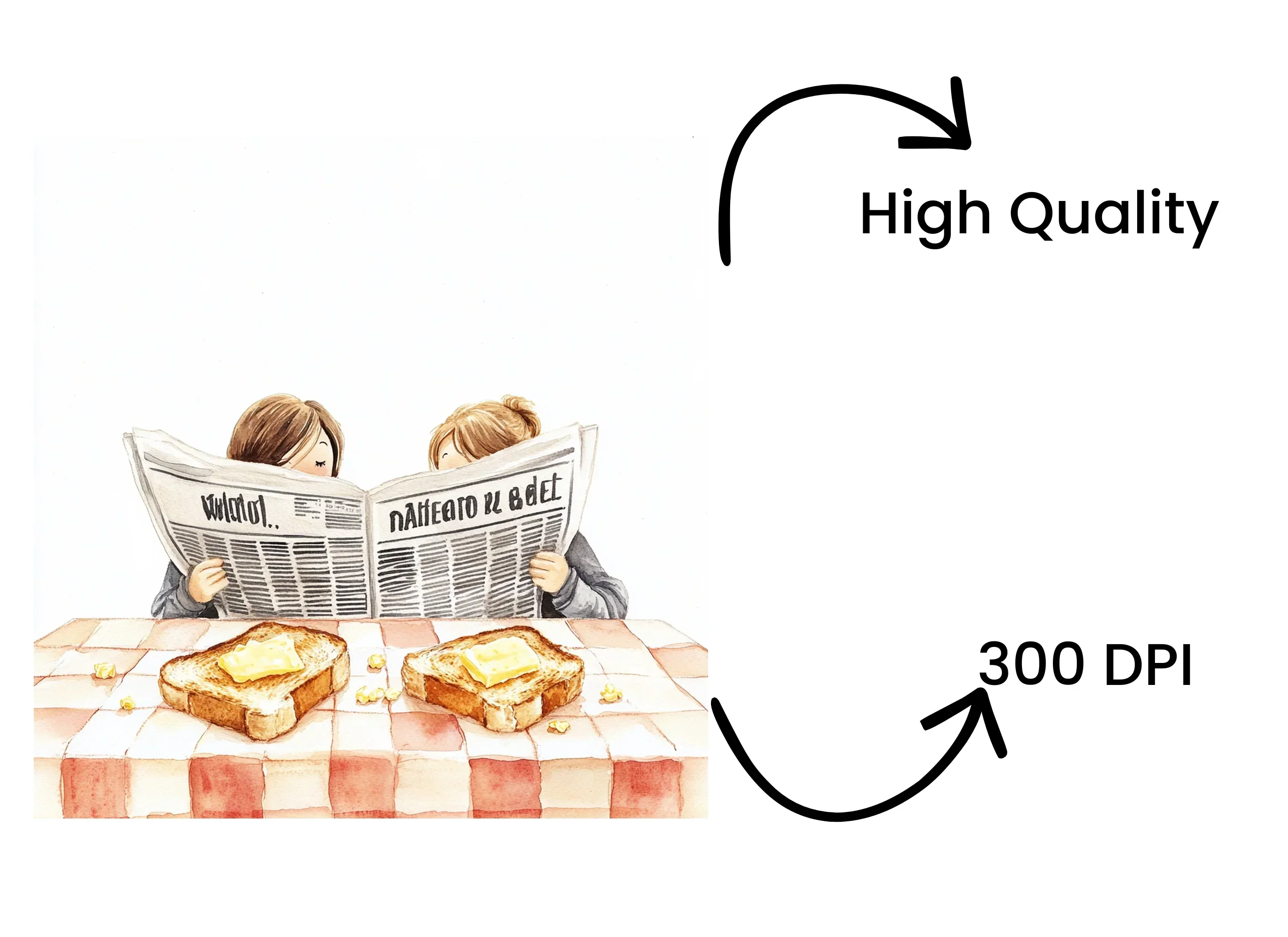 Couple Reading Newspaper Breakfast Clipart Bundle - Image 4