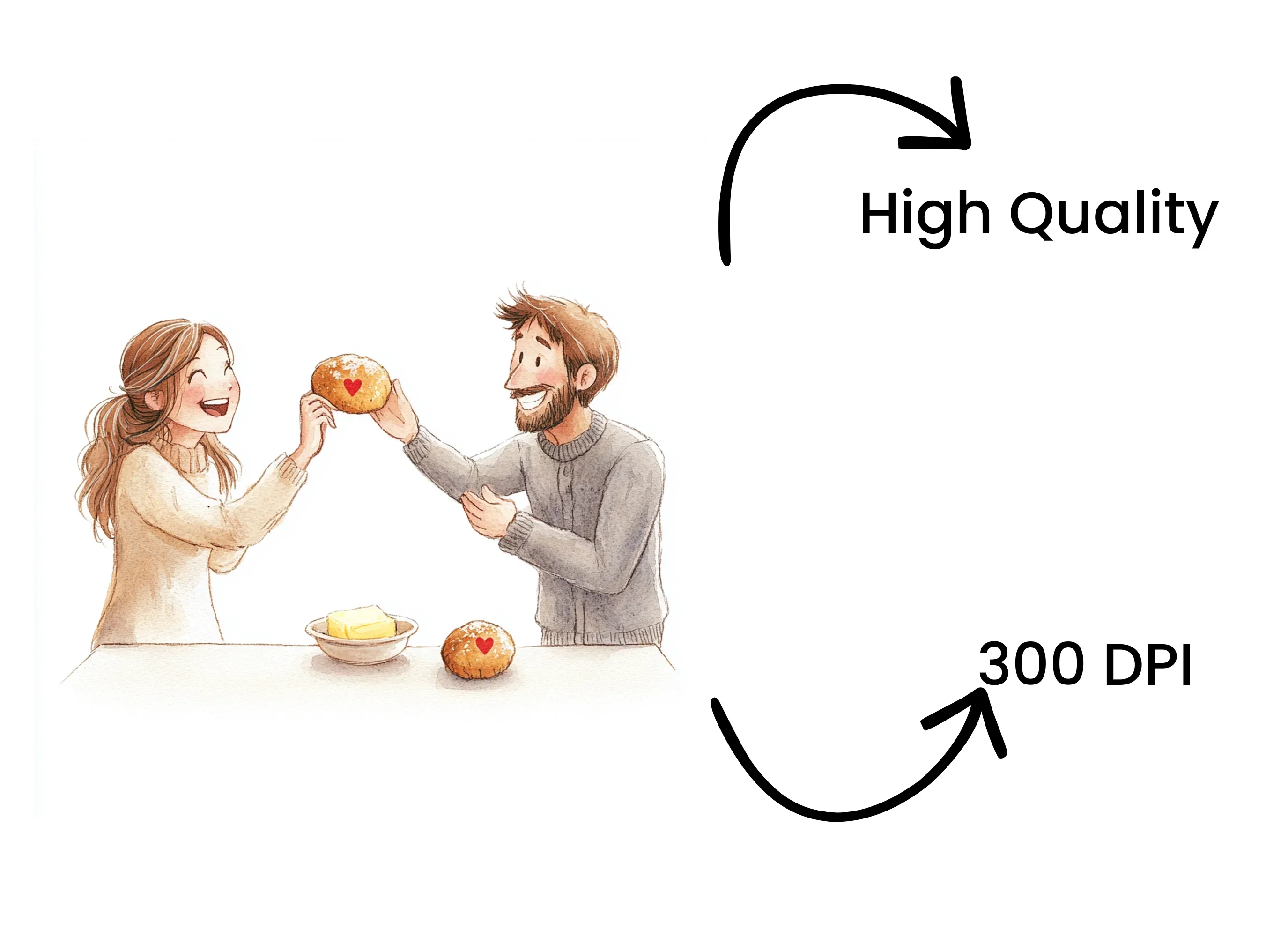 Couple Sharing Bread and Butter Clipart Bundle - Image 4