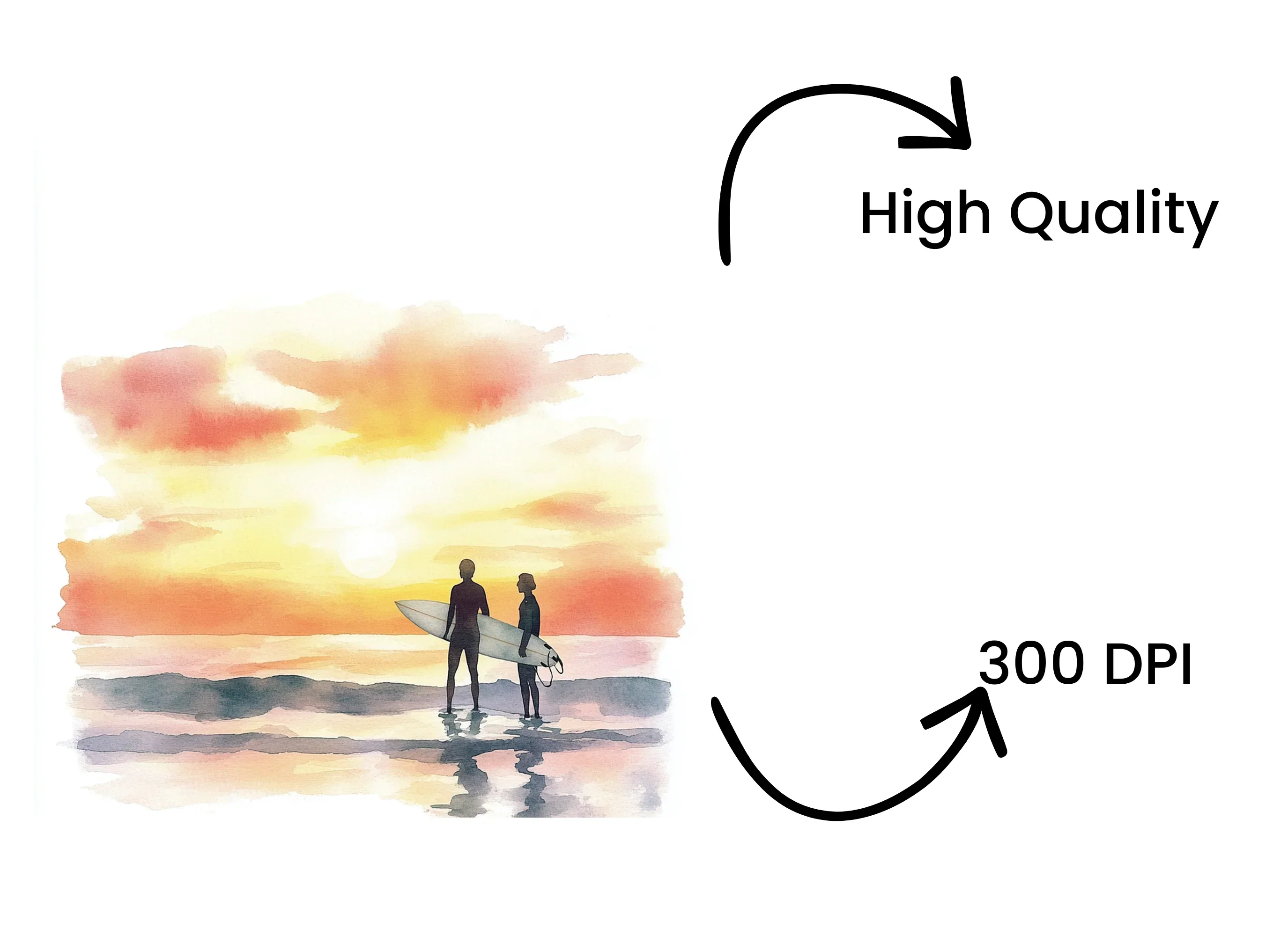 Couple Surfers Sunset Beach Clipart Bundle - Image 4