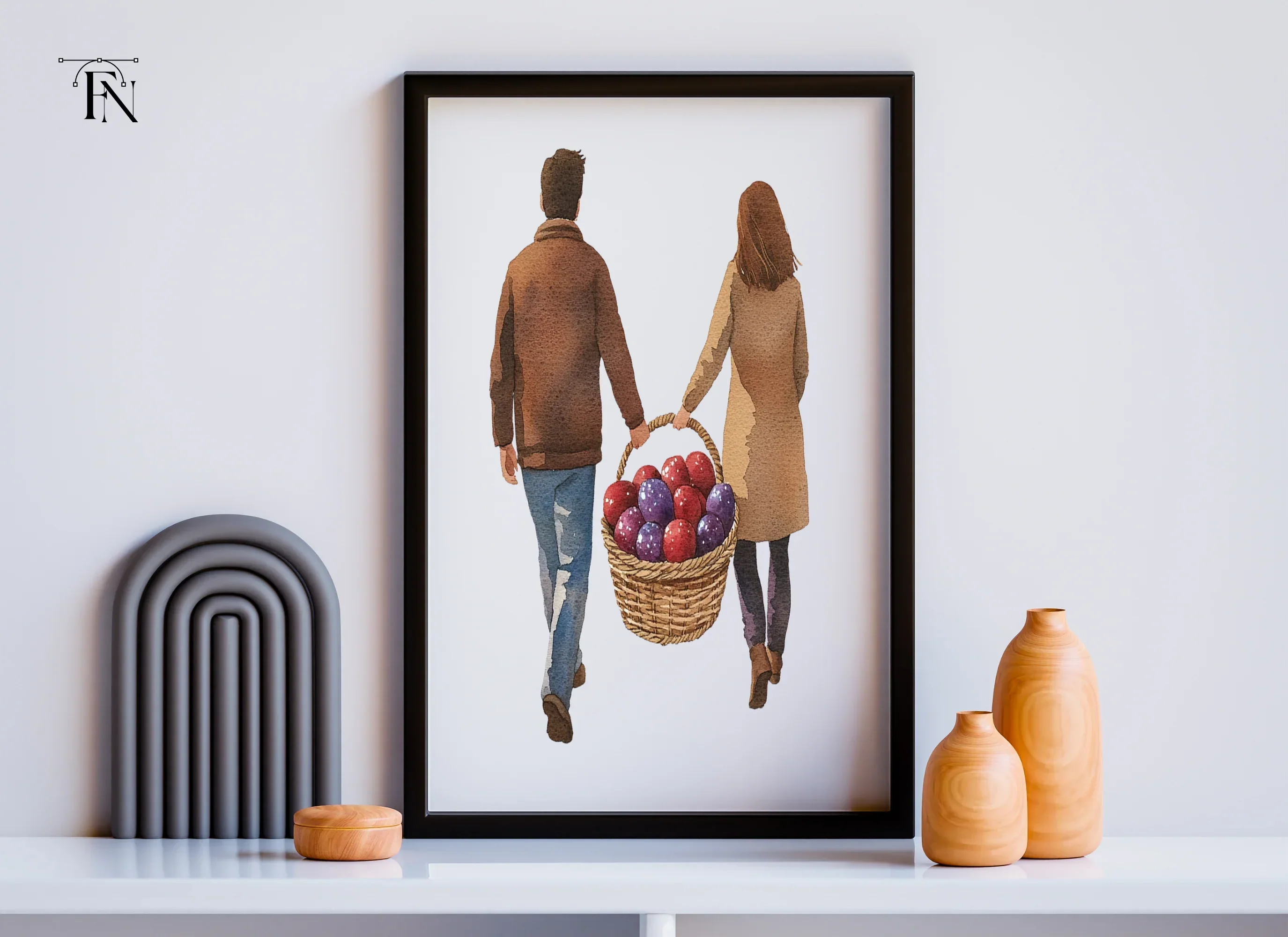 Couple with Fruit Basket Clipart Bundle - Image 3