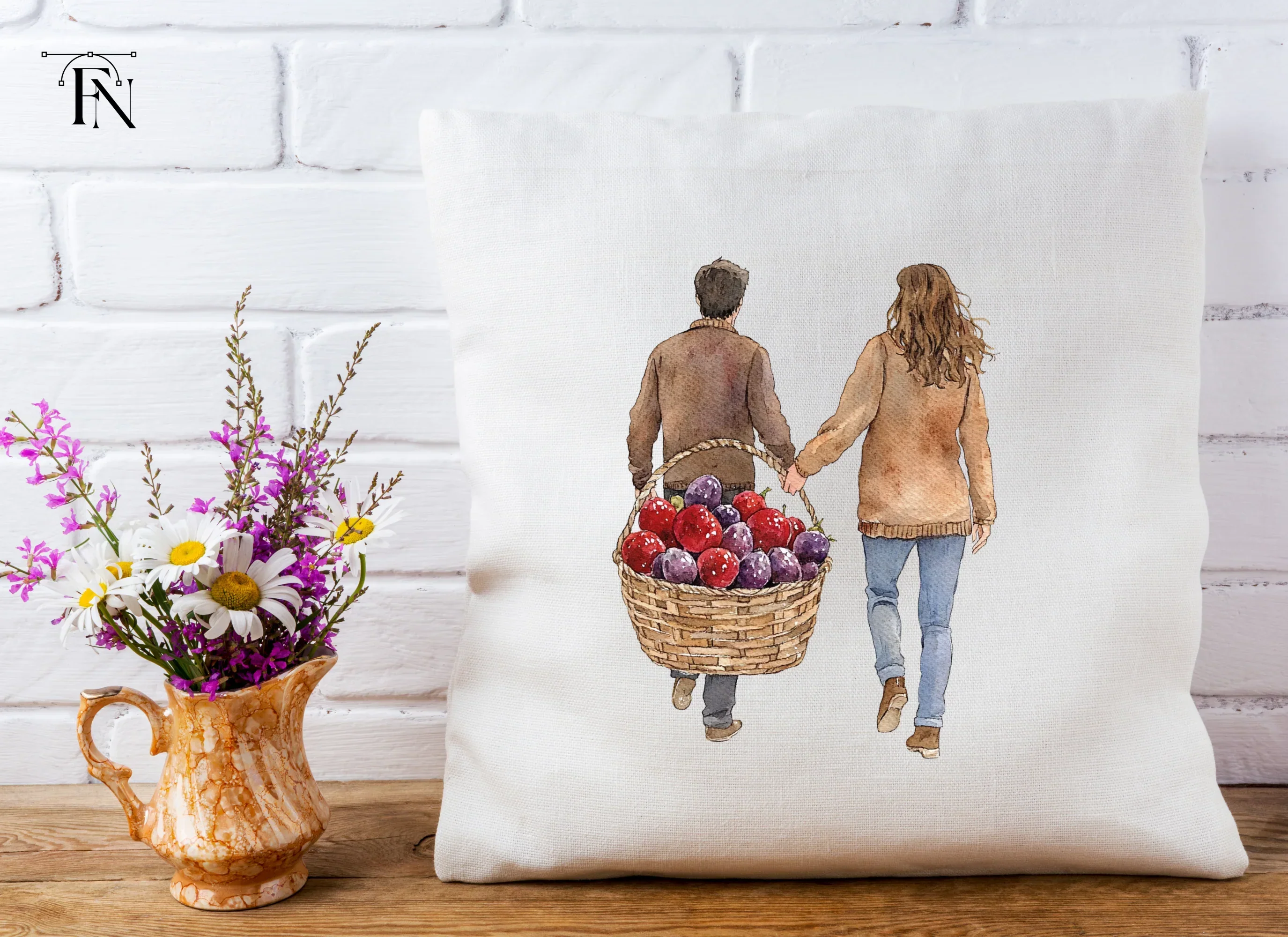 Couple with Fruit Basket Clipart Bundle - Image 4