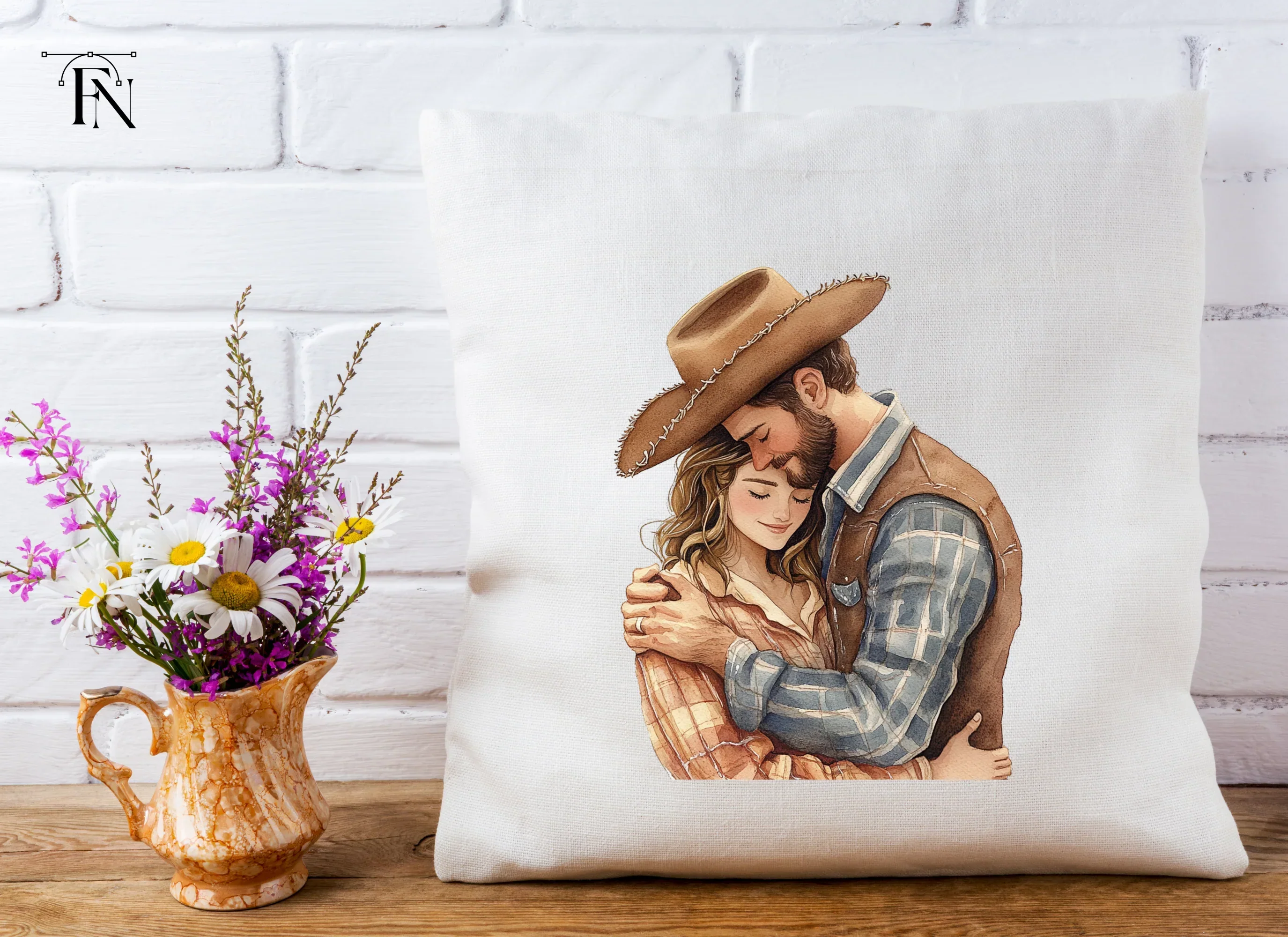 Cowboy Couple Hugging Clipart Bundle - Image 5