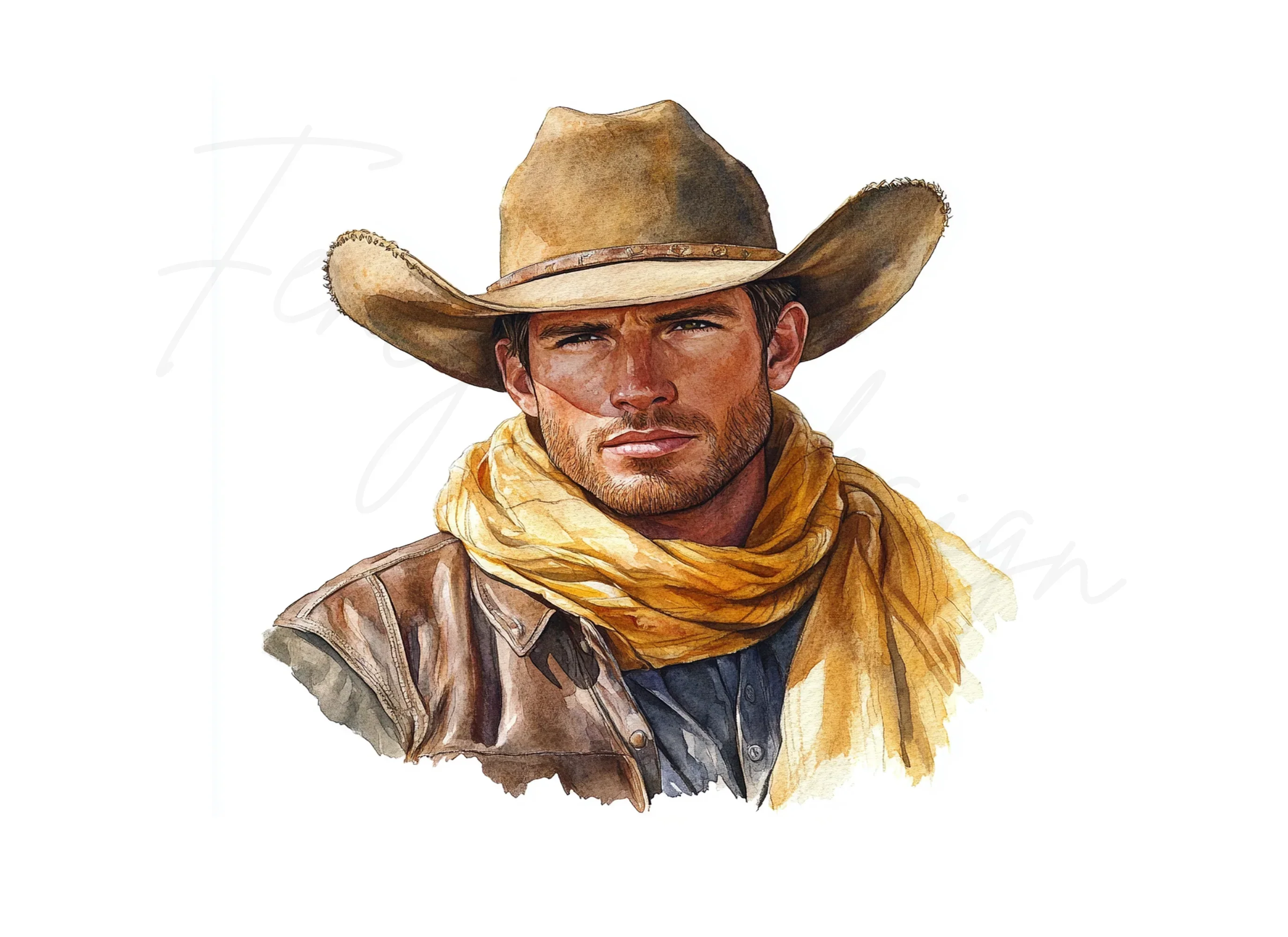 Cowboy Portraits Clipart Bundle - Image 3