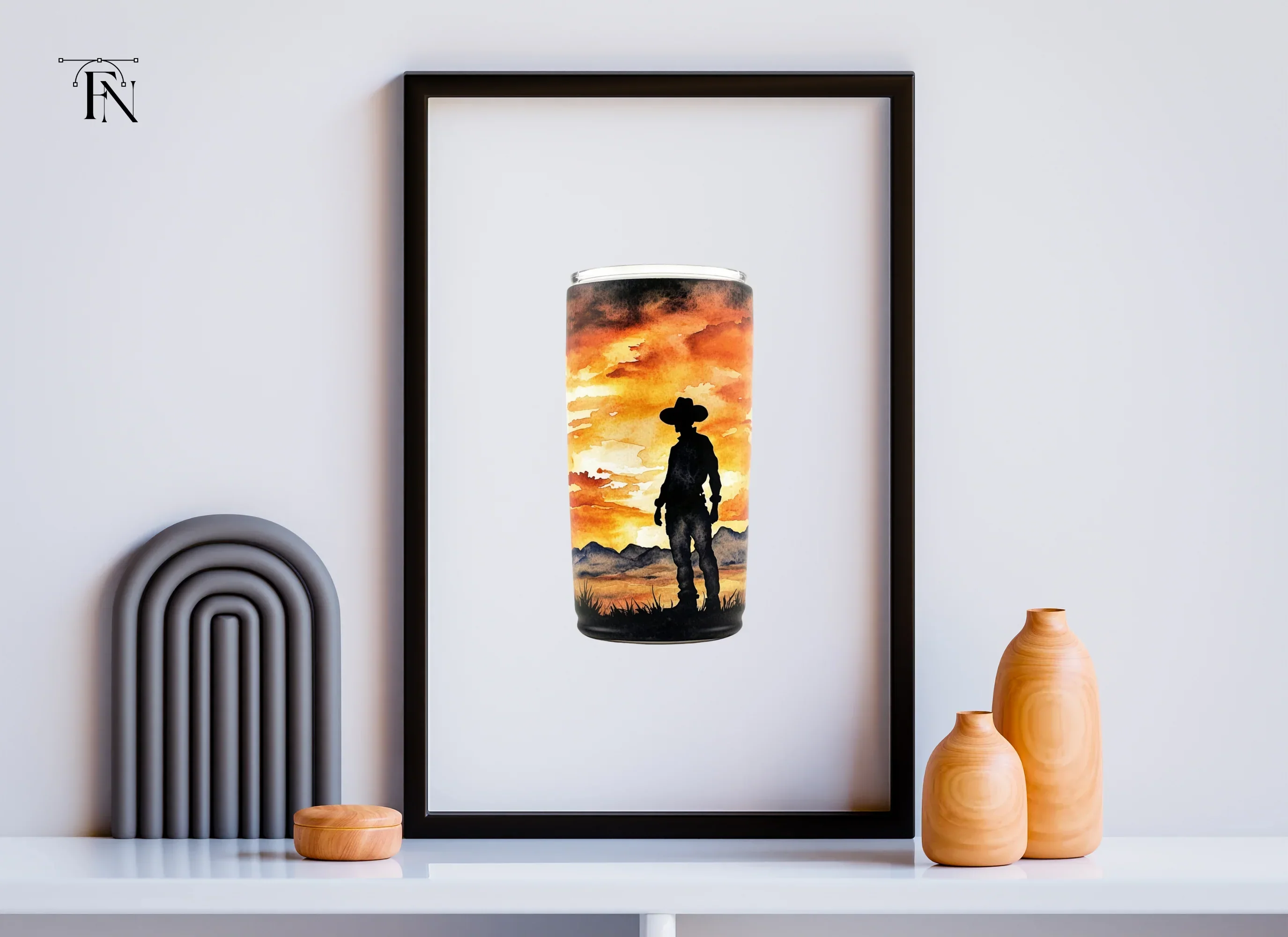 Cowboy Sunset Tumbler Clipart Bundle - Image 6