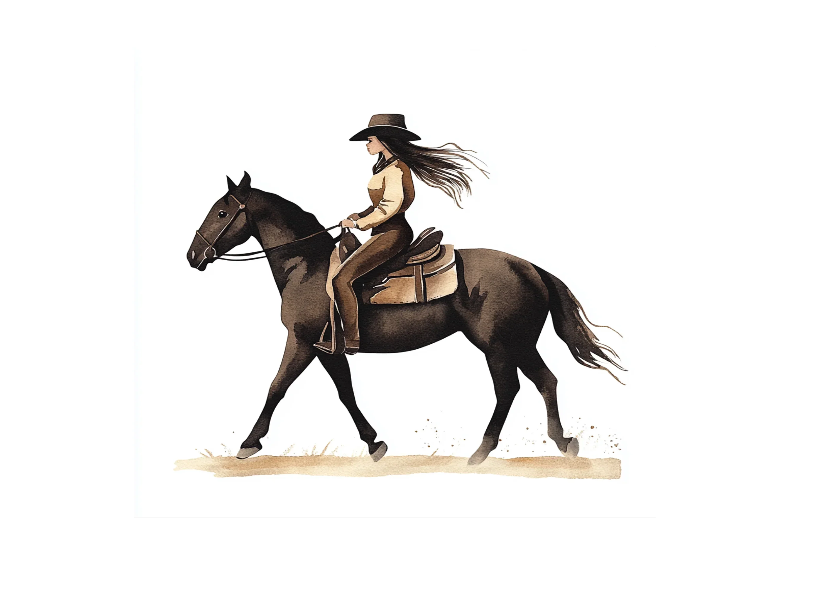 Cowgirl Riding Horse Clipart Bundle - Image 3