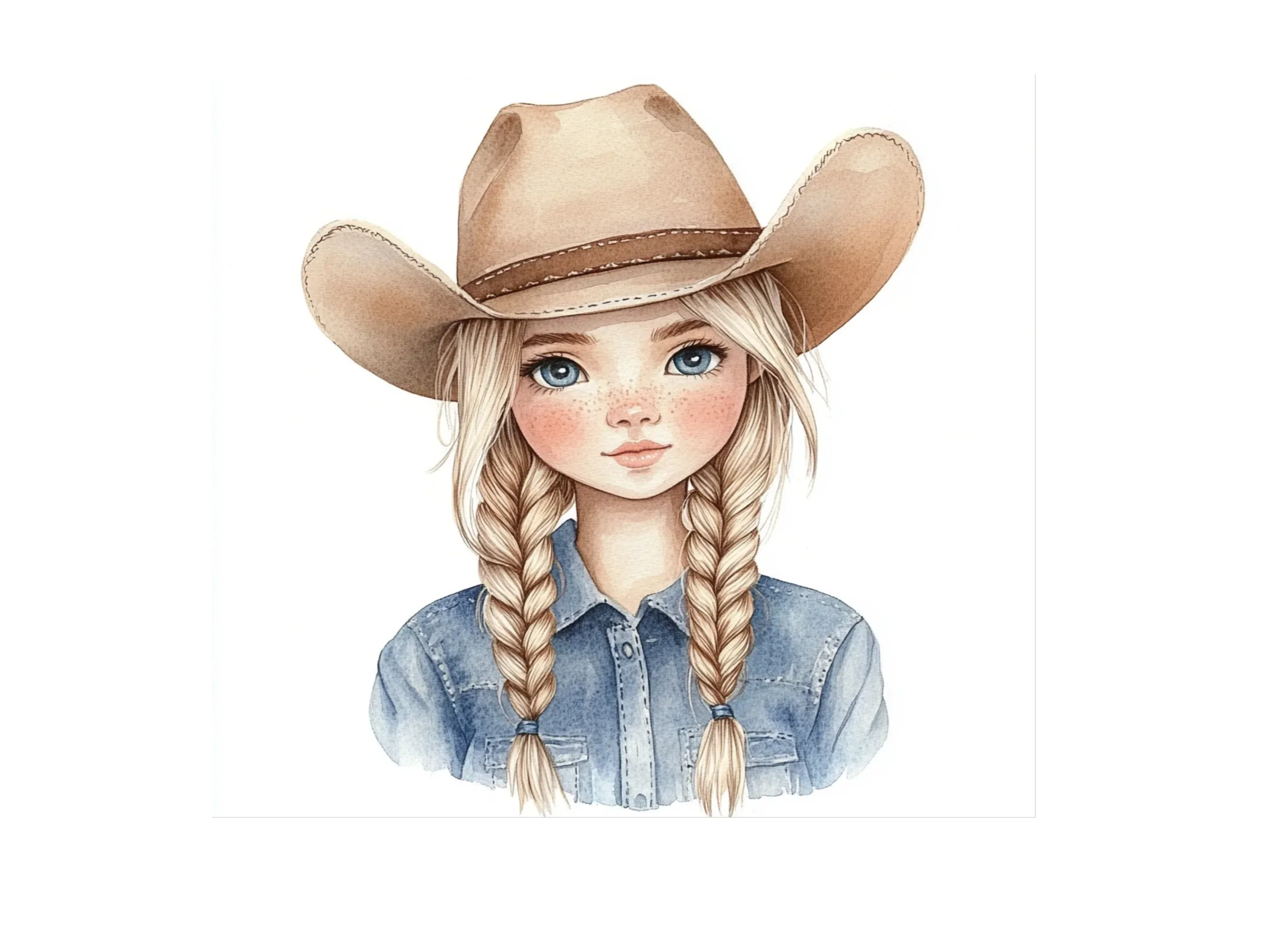 Cowgirl With Braids Clipart Bundle - Image 3