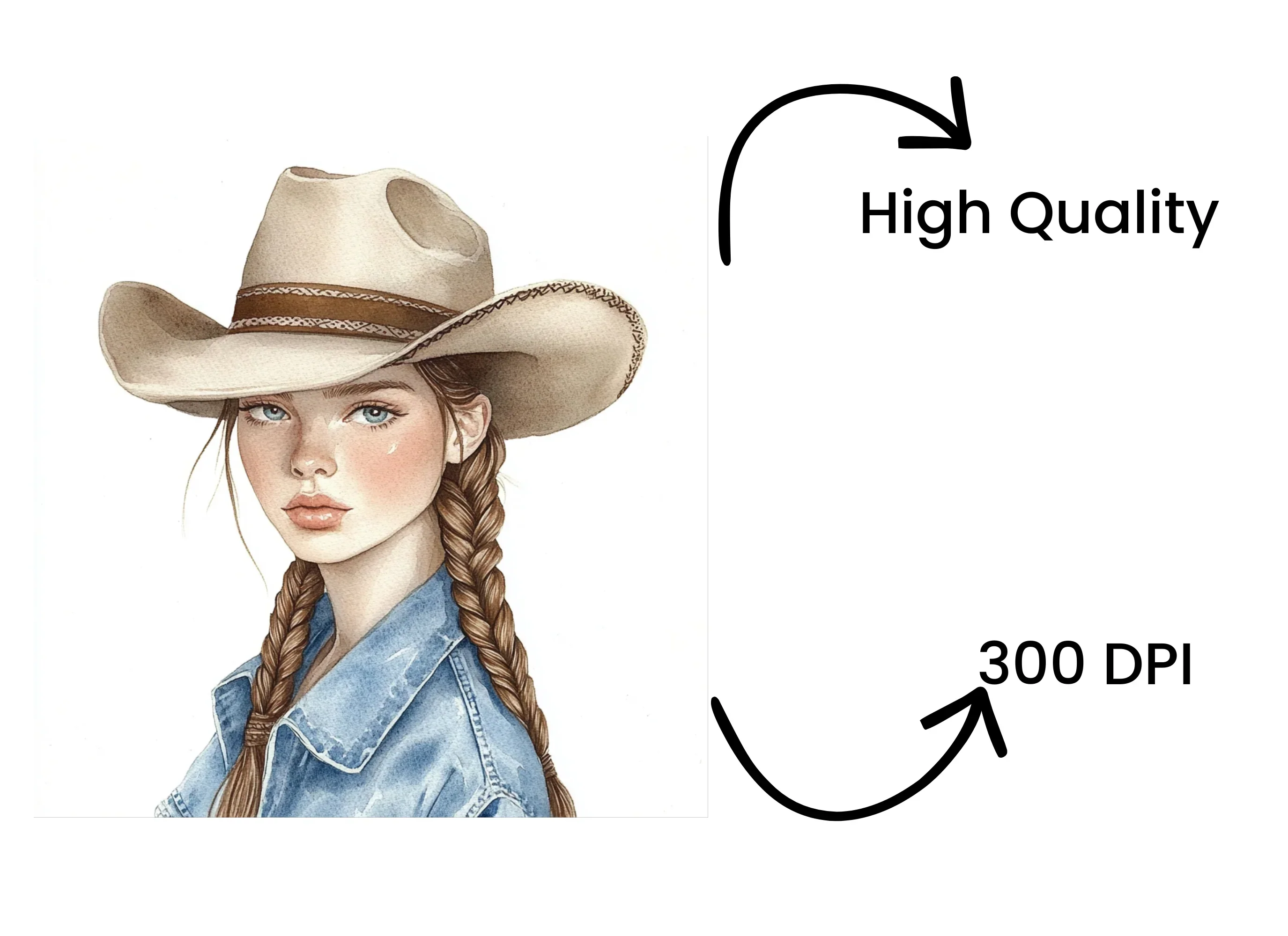 Cowgirl With Braids Clipart Bundle - Image 4