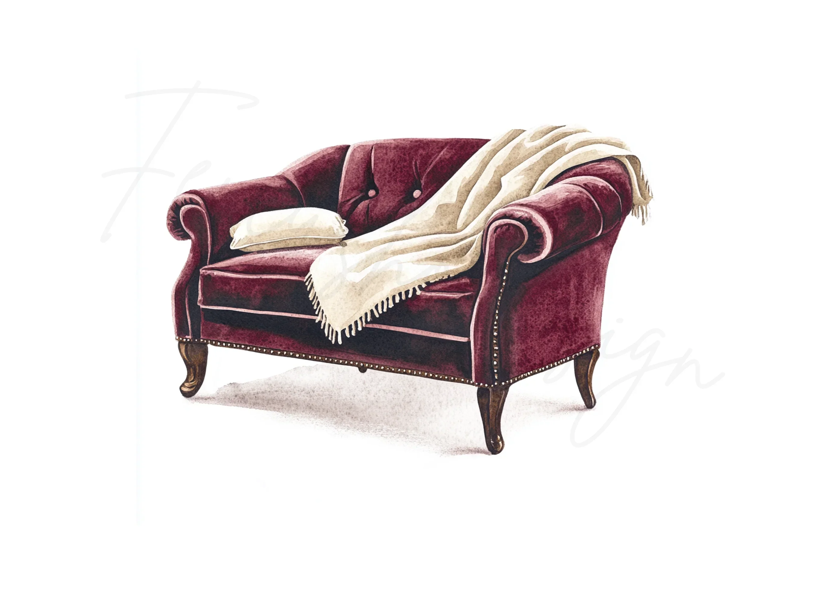 Cozy Armchair with Blanket Clipart Bundle - Image 3