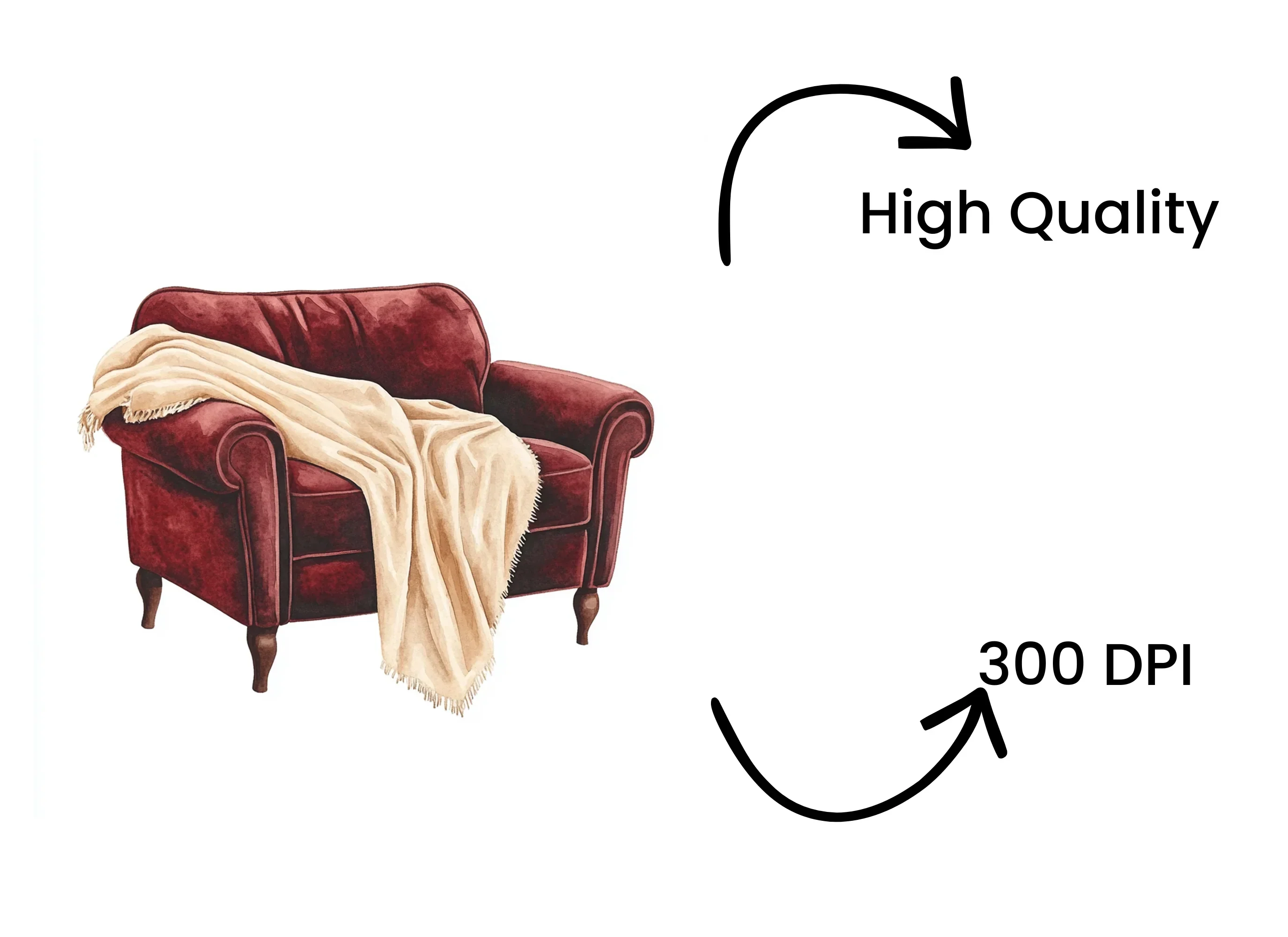 Cozy Armchair with Blanket Clipart Bundle - Image 4