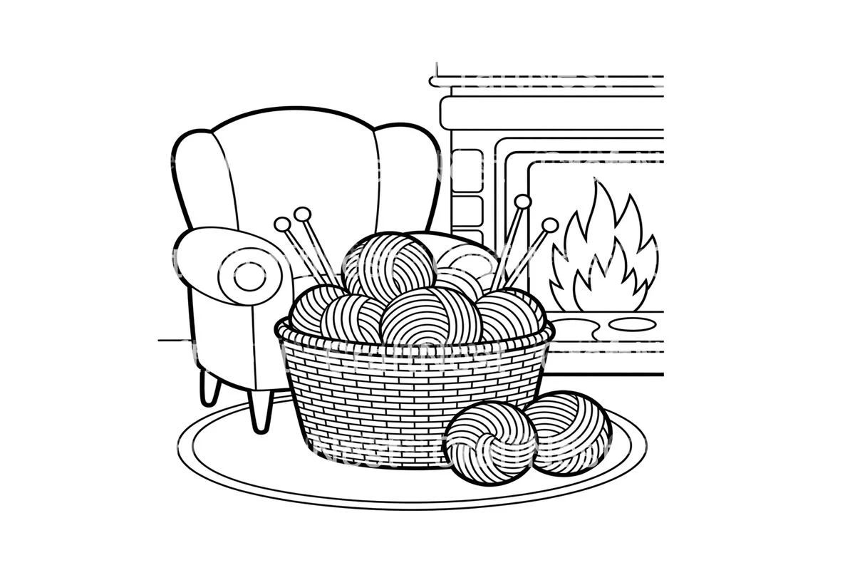 Cozy Autumn Knitting Basket Coloring Books - Image 2