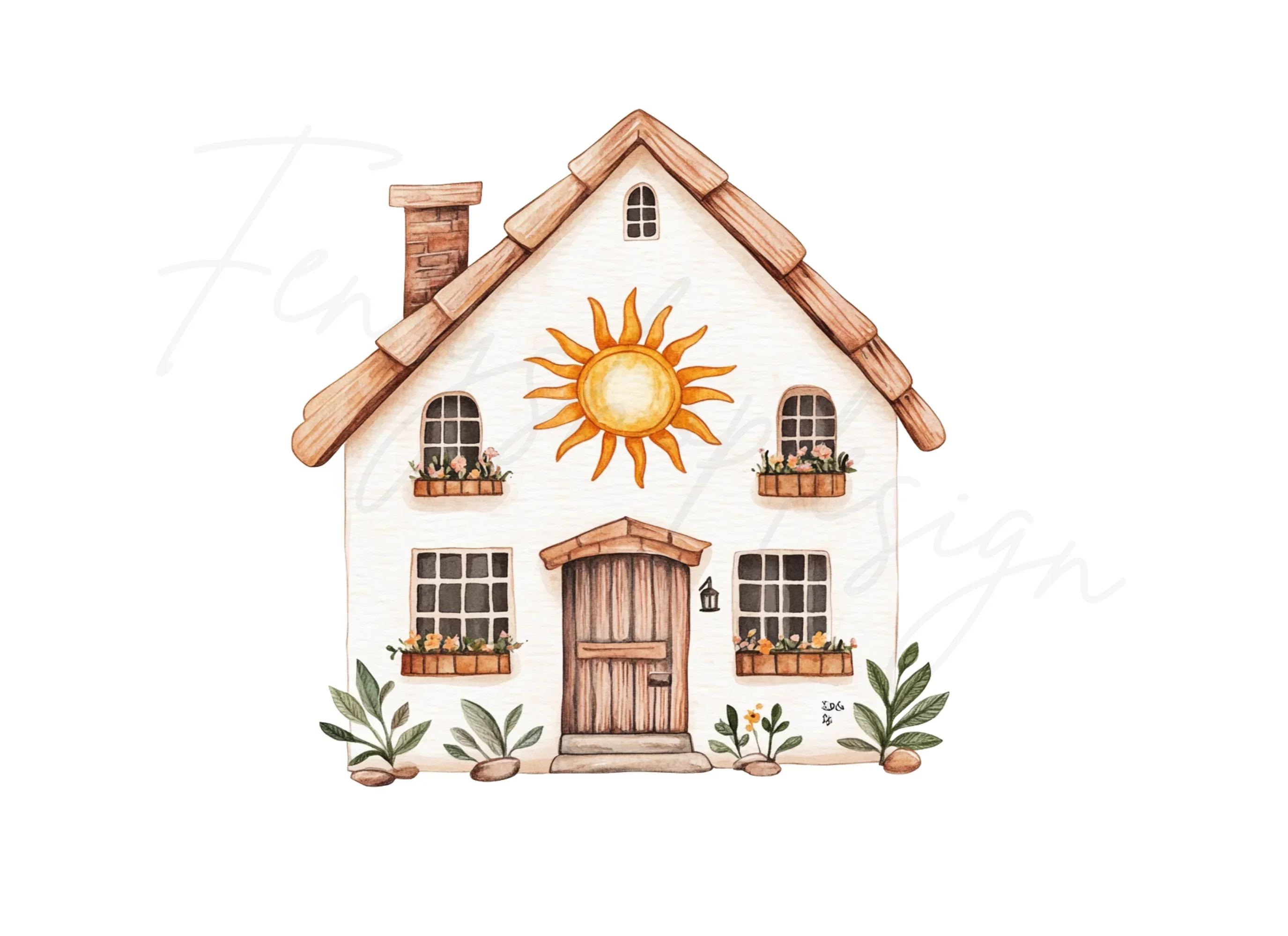 Cozy Boho House Sun Decor Clipart Bundle - Image 2