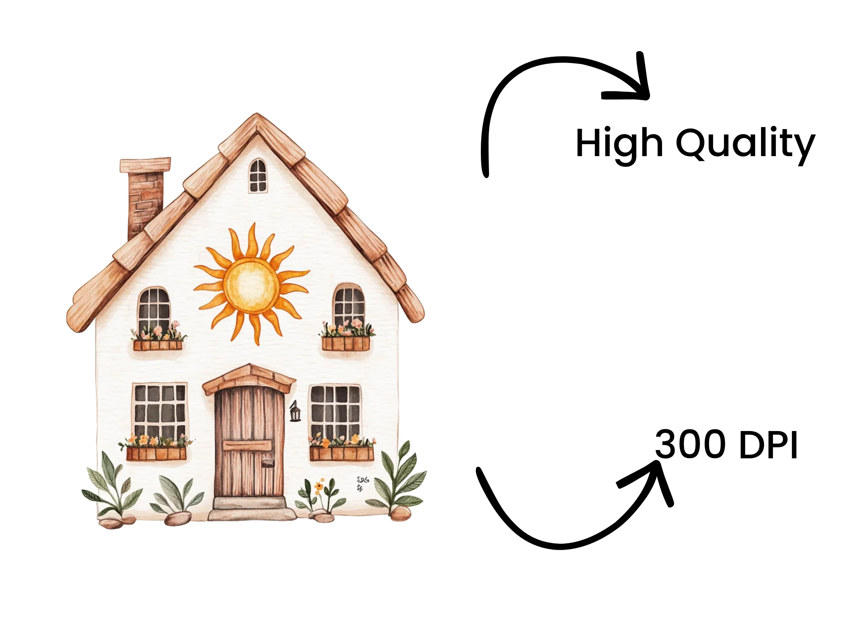 Cozy Boho House Sun Decor Clipart Bundle - Image 4