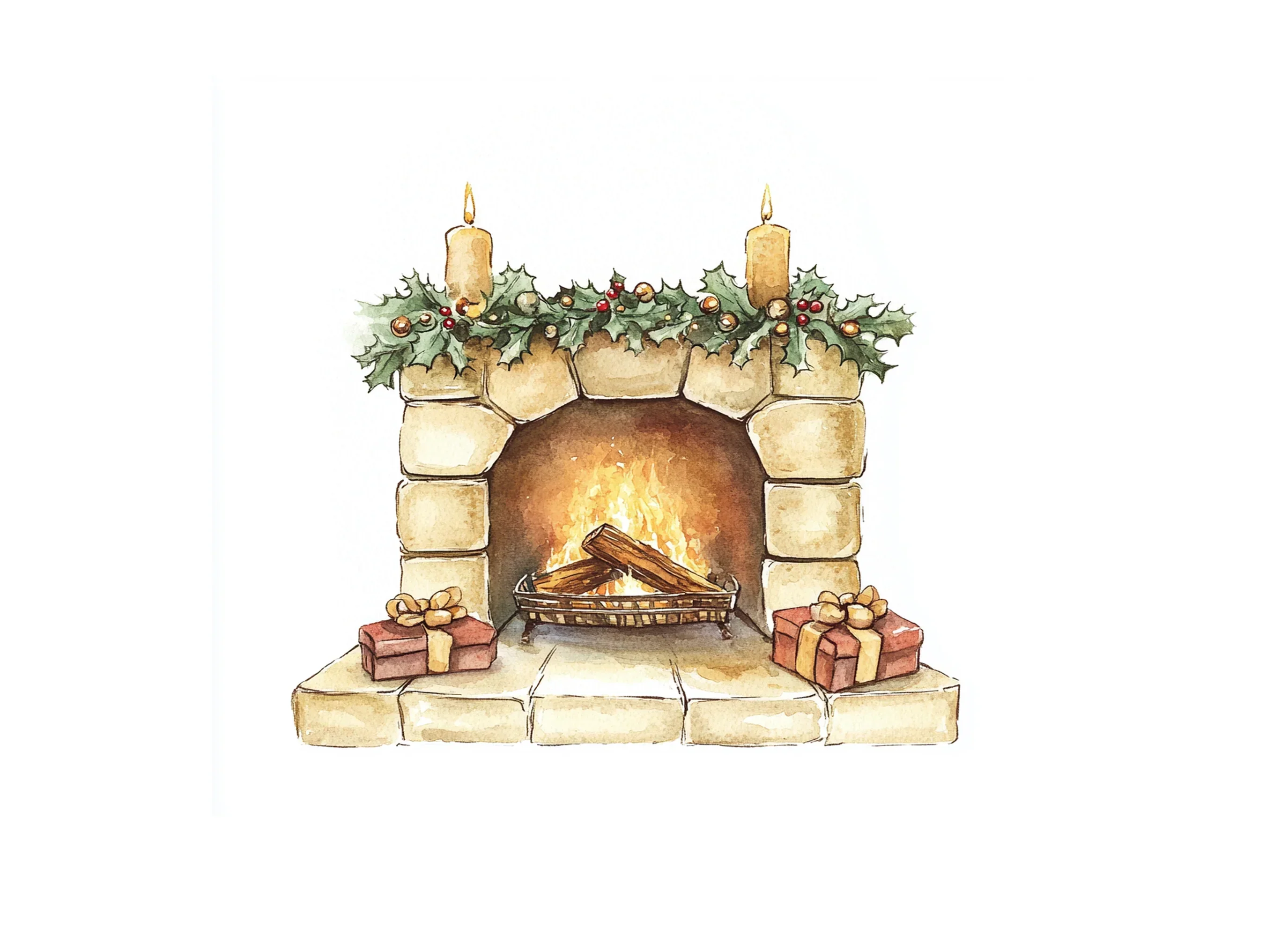 Cozy Christmas Fireplace Clipart Bundle - Image 2