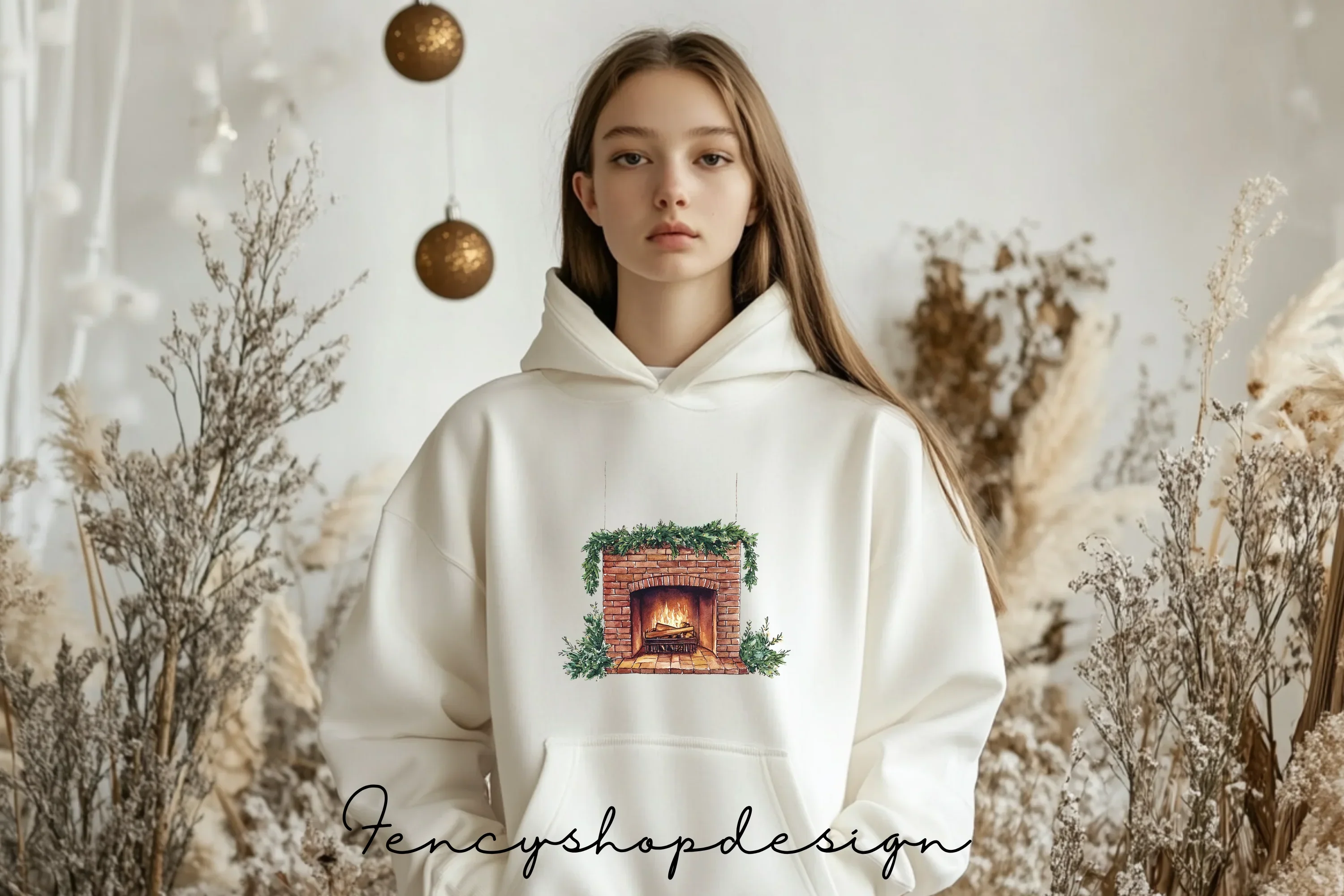 Cozy Christmas Fireplace Clipart Bundle - Image 2
