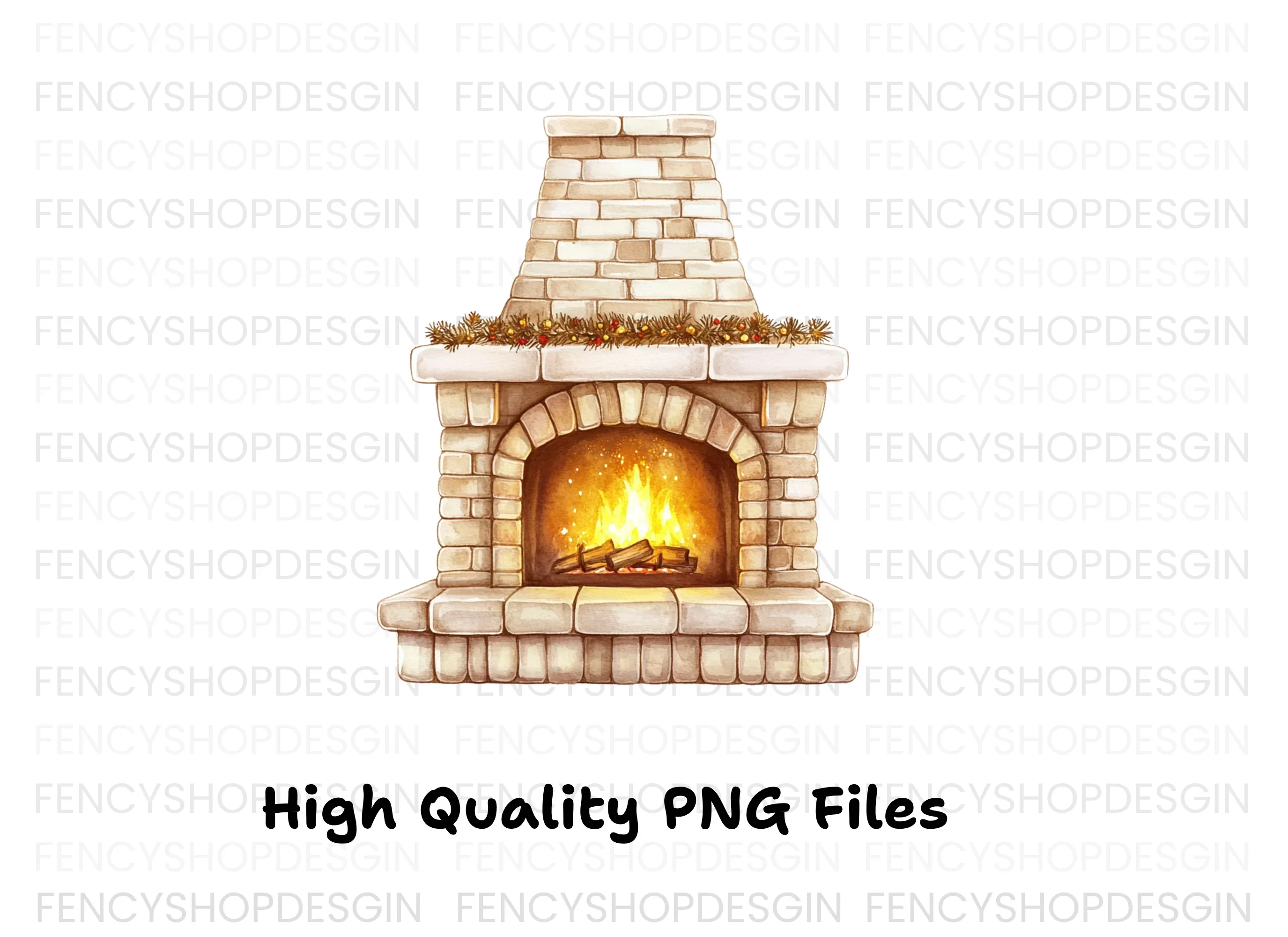 Cozy Christmas Fireplace Clipart Bundle - Image 2