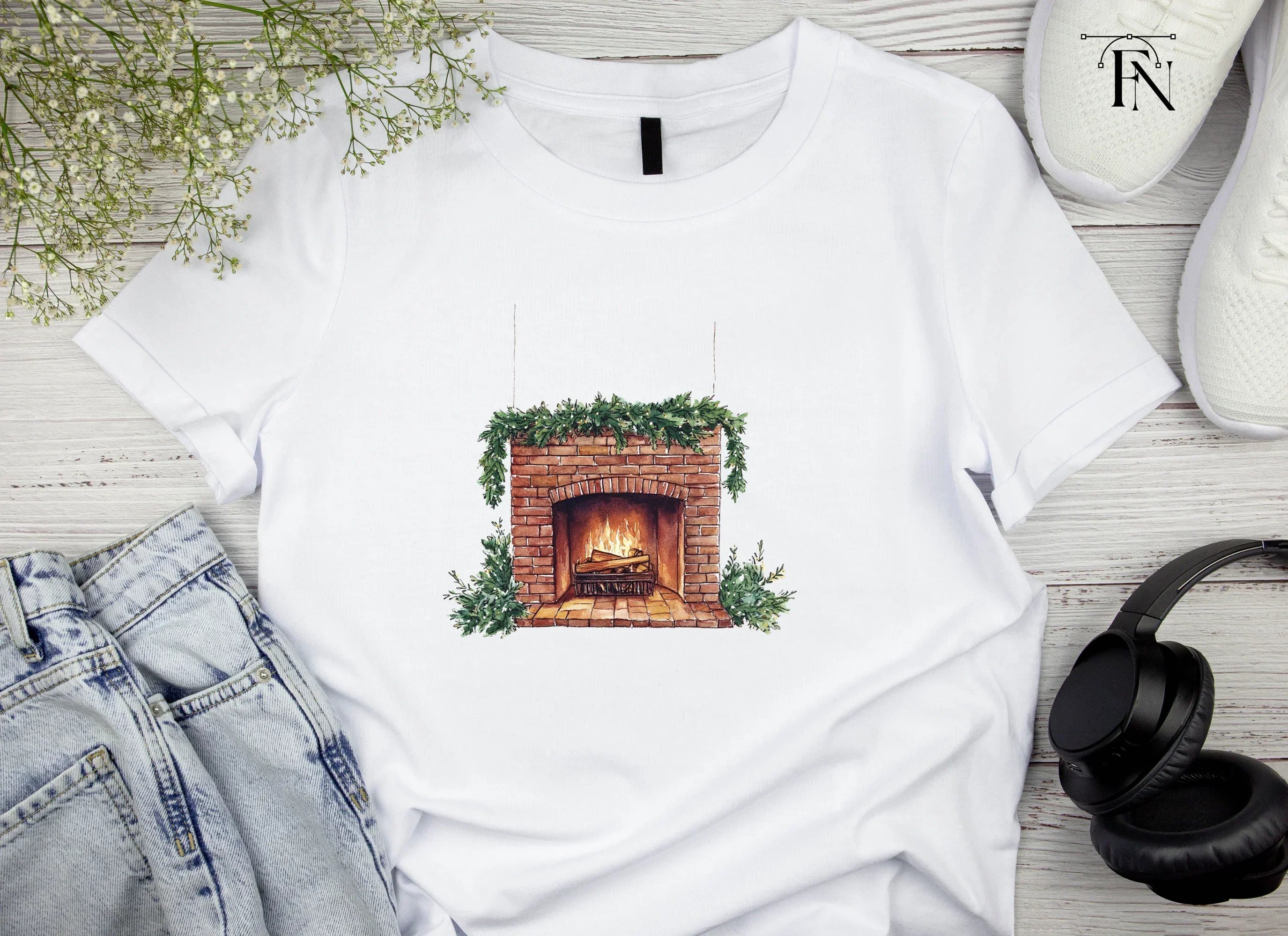 Cozy Christmas Fireplace Clipart Bundle - Image 4