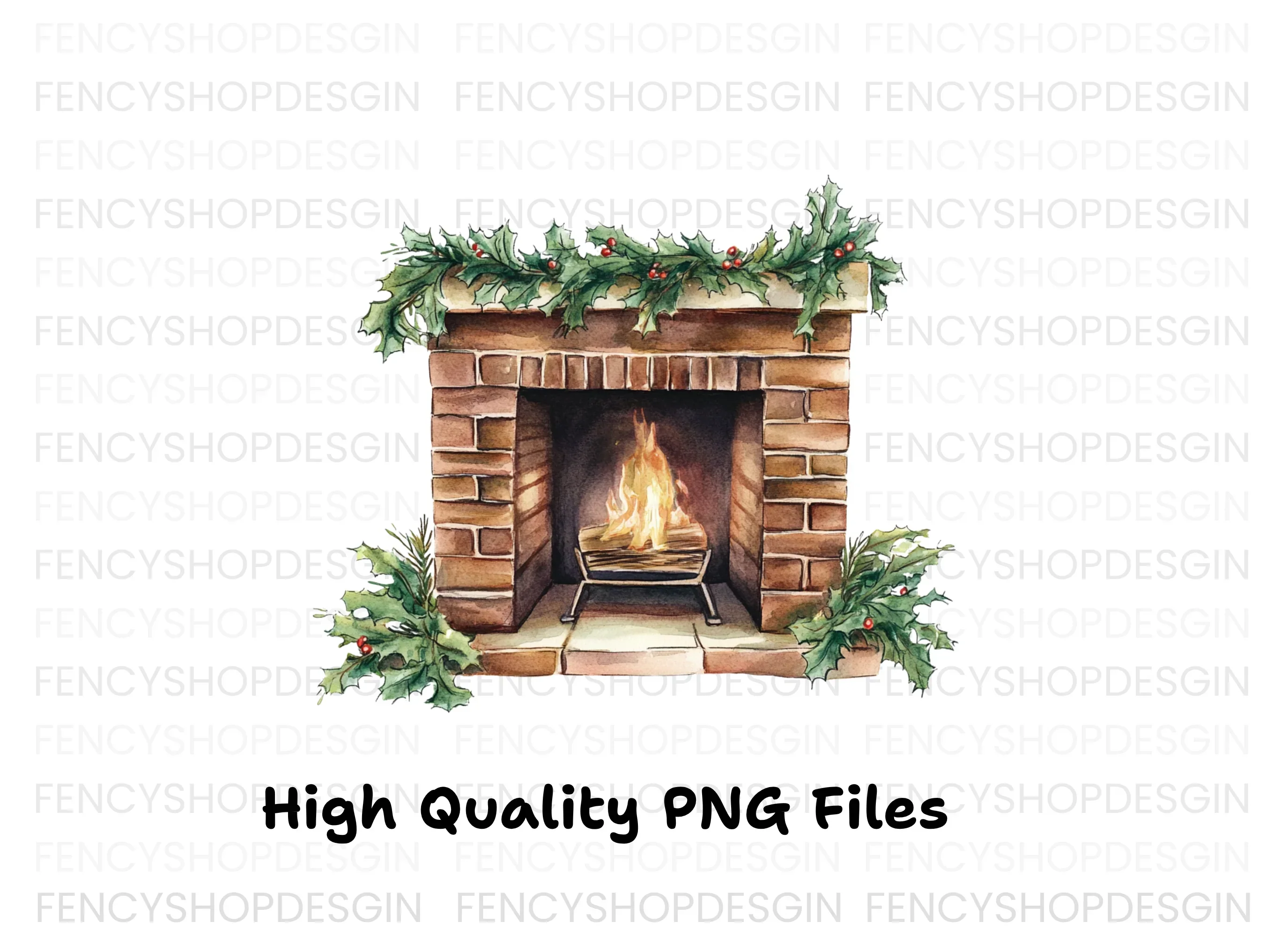 Cozy Christmas Fireplace Clipart Bundle - Image 5