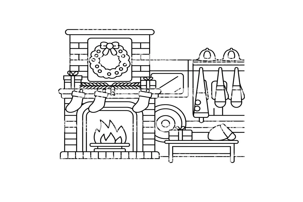 Cozy Christmas Fireplace Coloring Books - Image 3