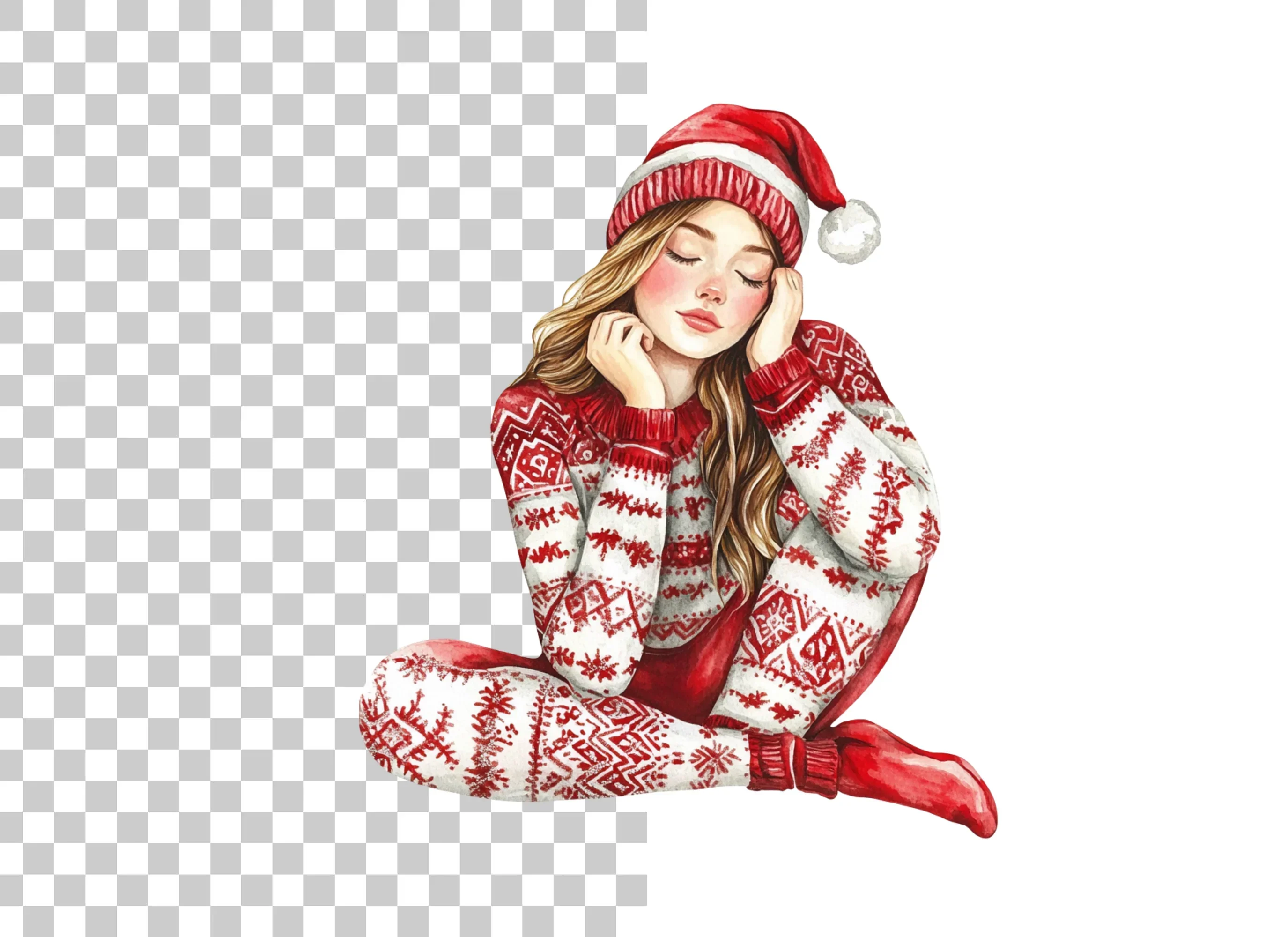 Cozy Christmas Girl Clipart Bundle - Image 2