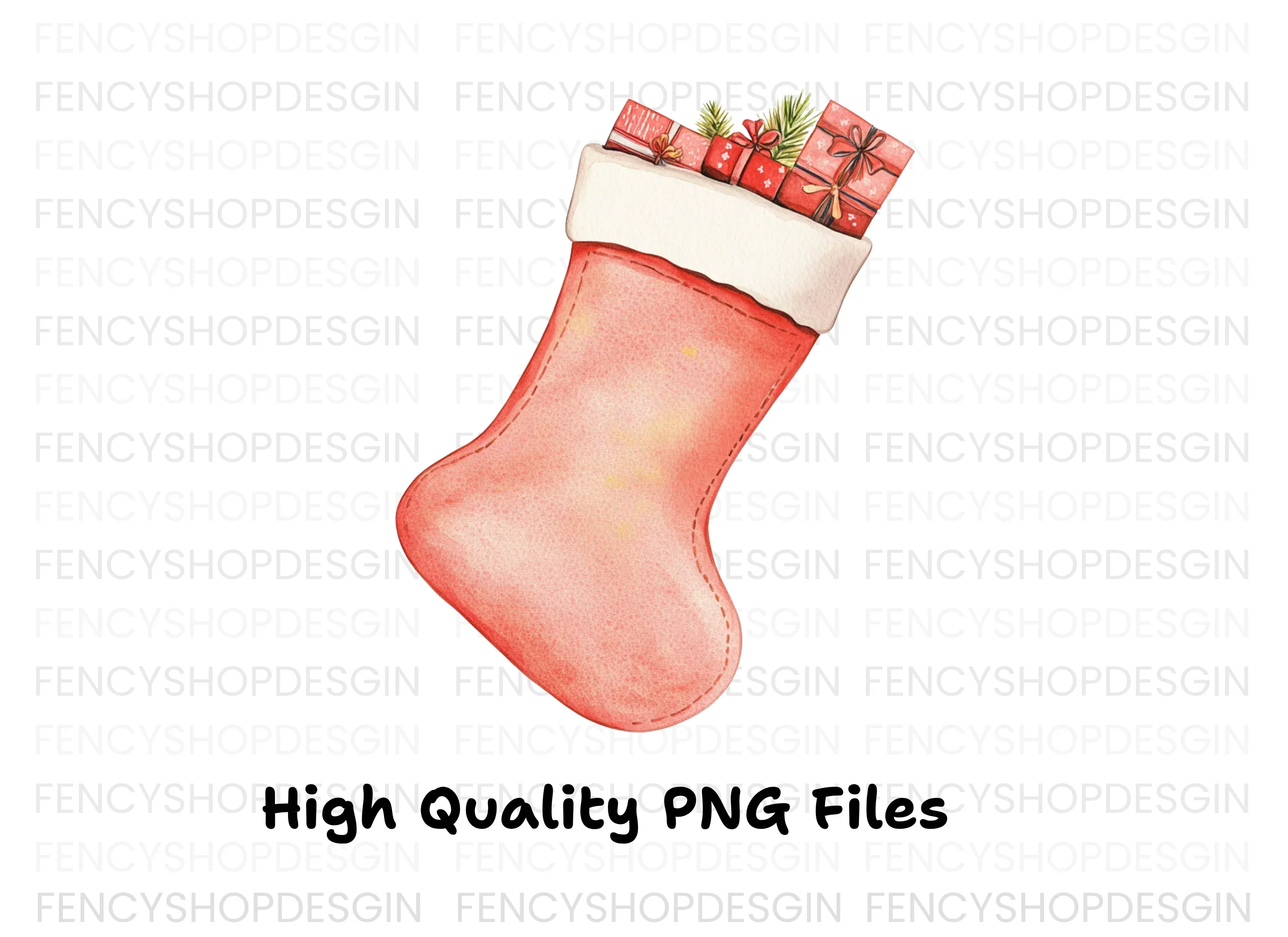 Cozy Christmas Stocking with Gifts Clipart Bundle - Image 3