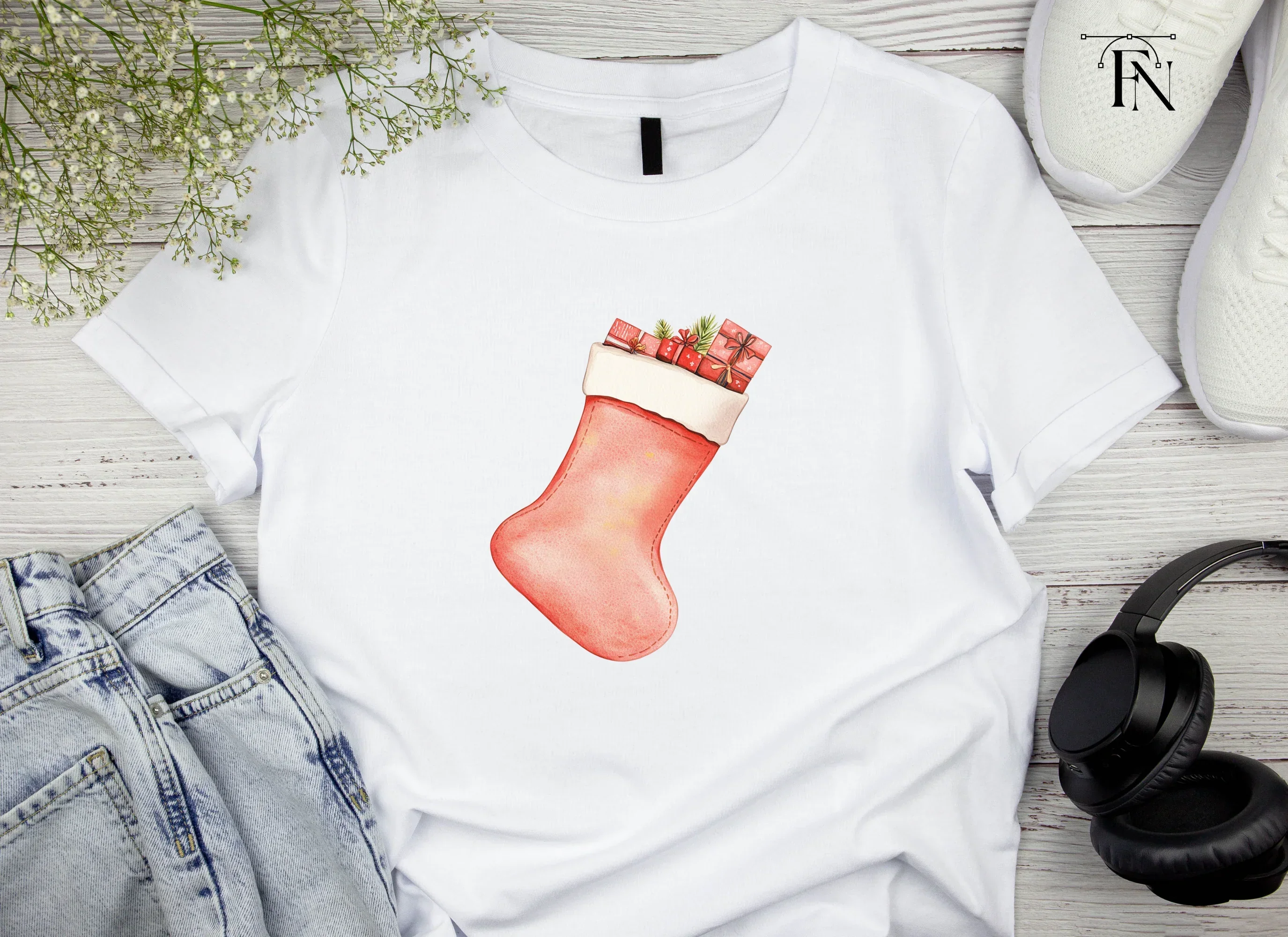 Cozy Christmas Stocking with Gifts Clipart Bundle - Image 4