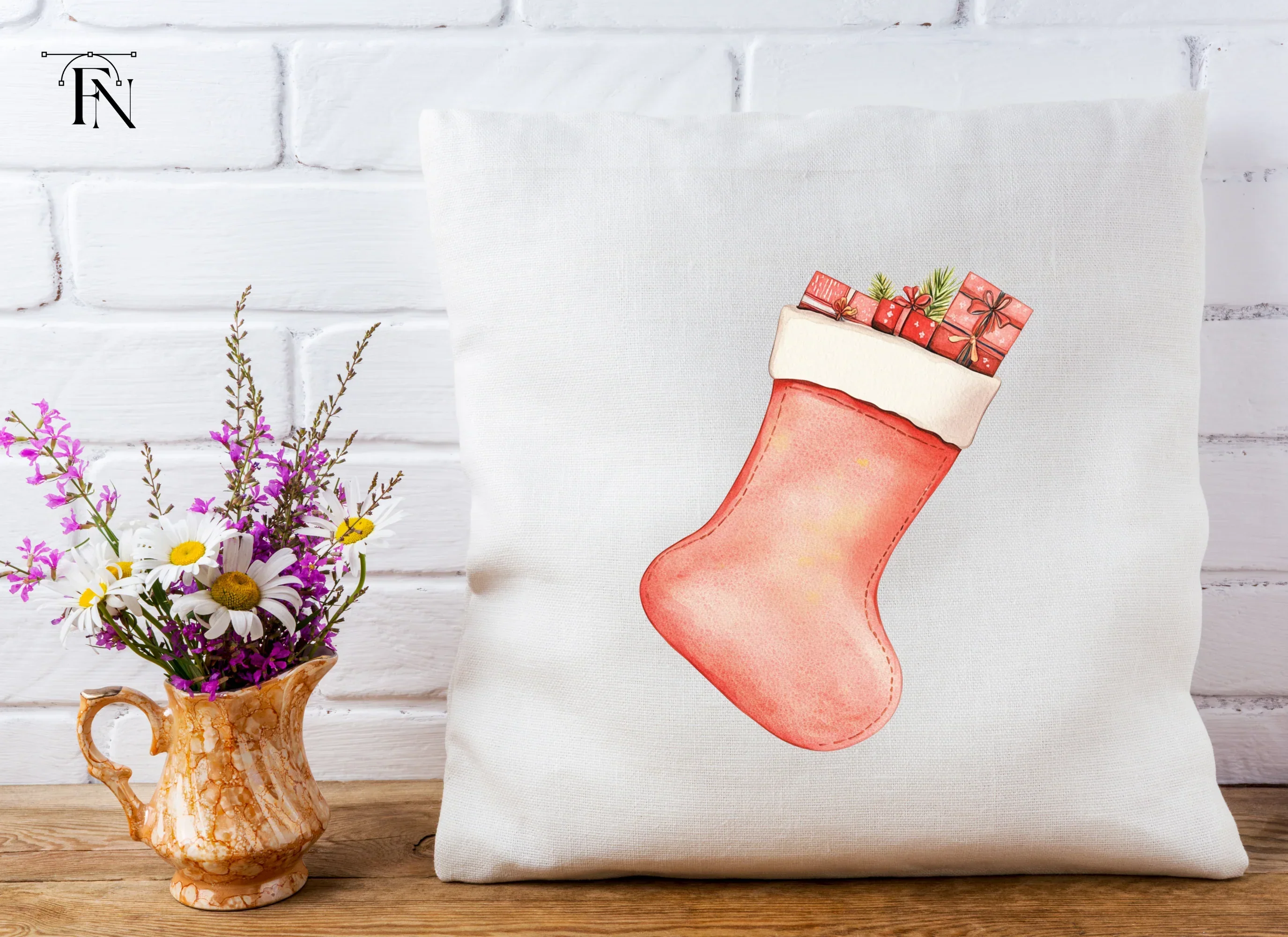 Cozy Christmas Stocking with Gifts Clipart Bundle - Image 5