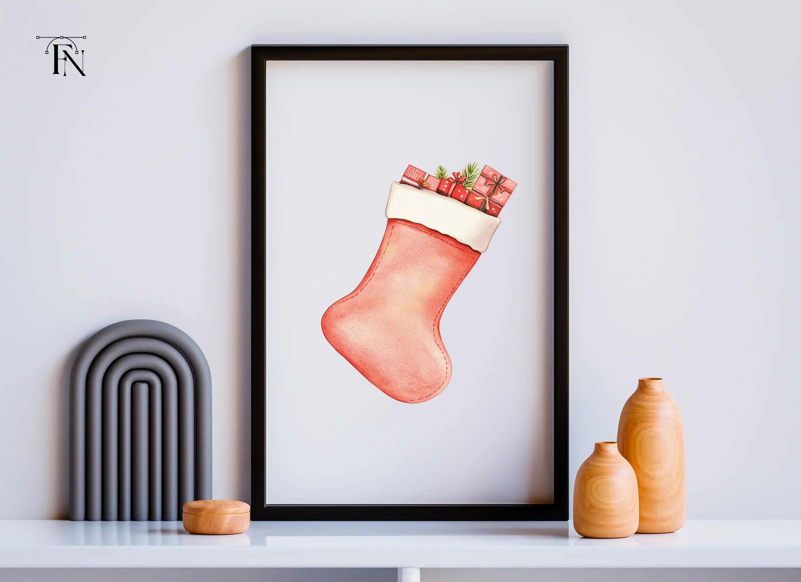 Cozy Christmas Stocking with Gifts Clipart Bundle - Image 6