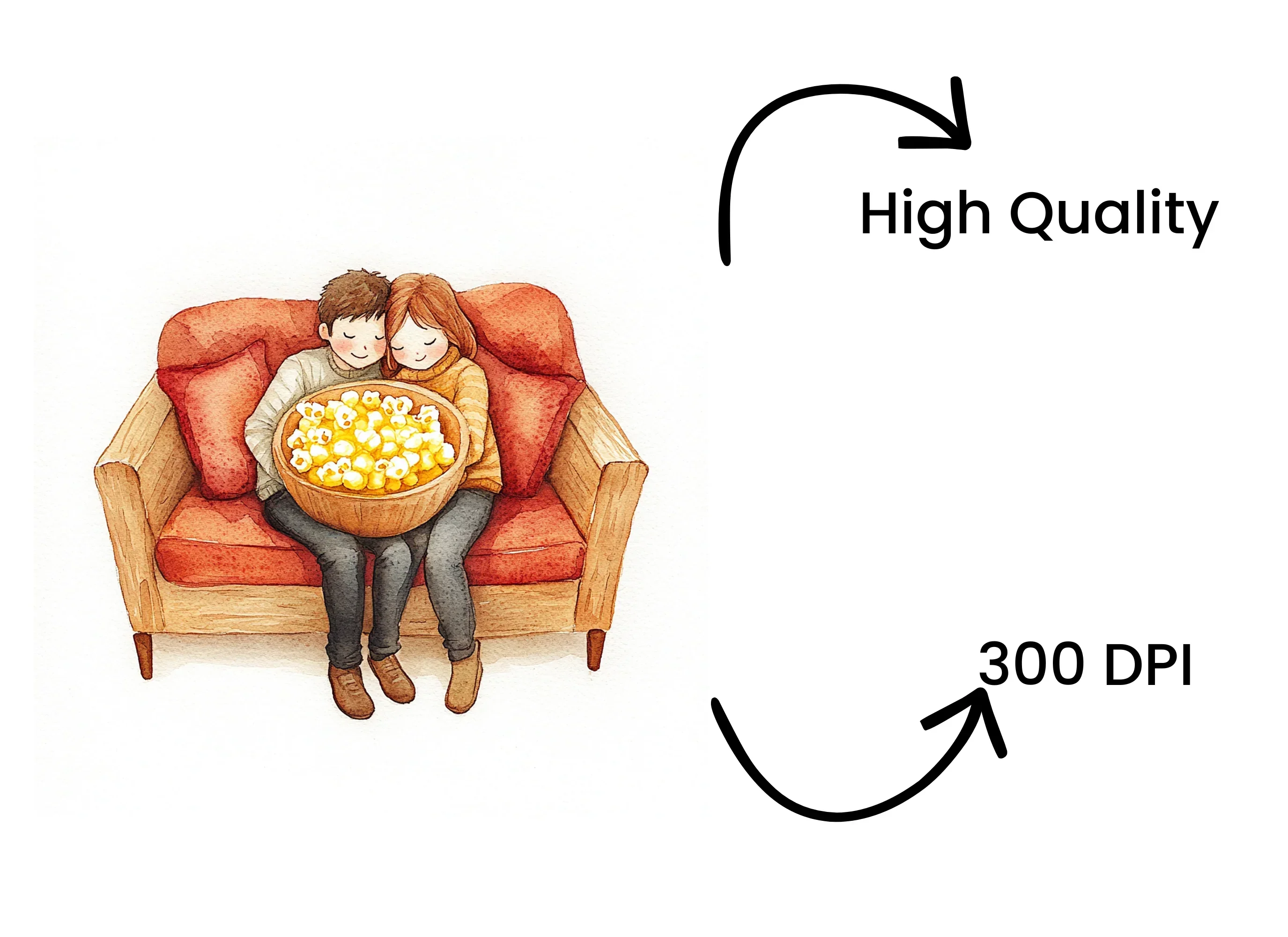 Cozy Couple Popcorn Movie Night Clipart Bundle - Image 4
