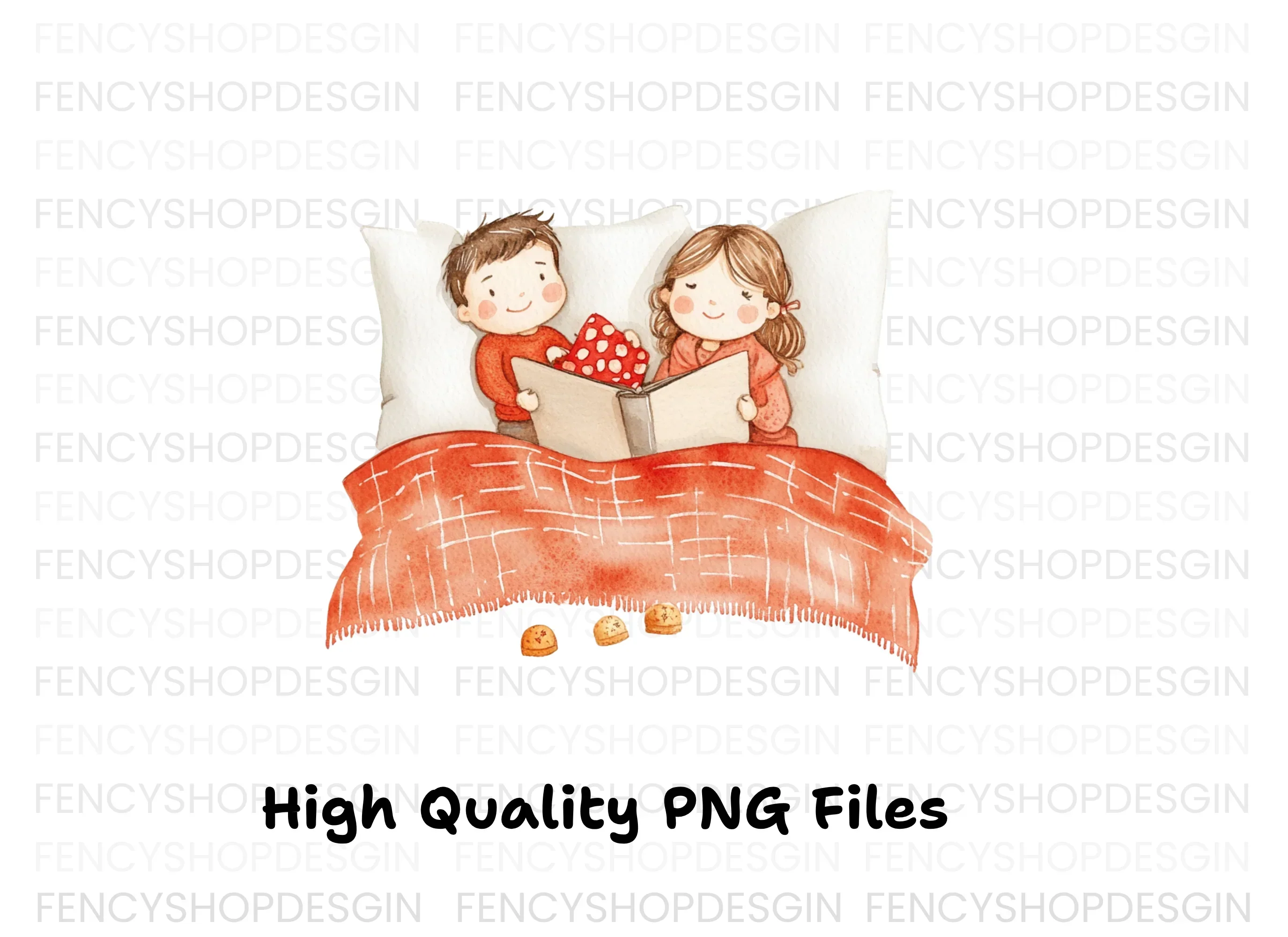 Cozy Couple Reading in Bed Clipart Bundle - Image 2