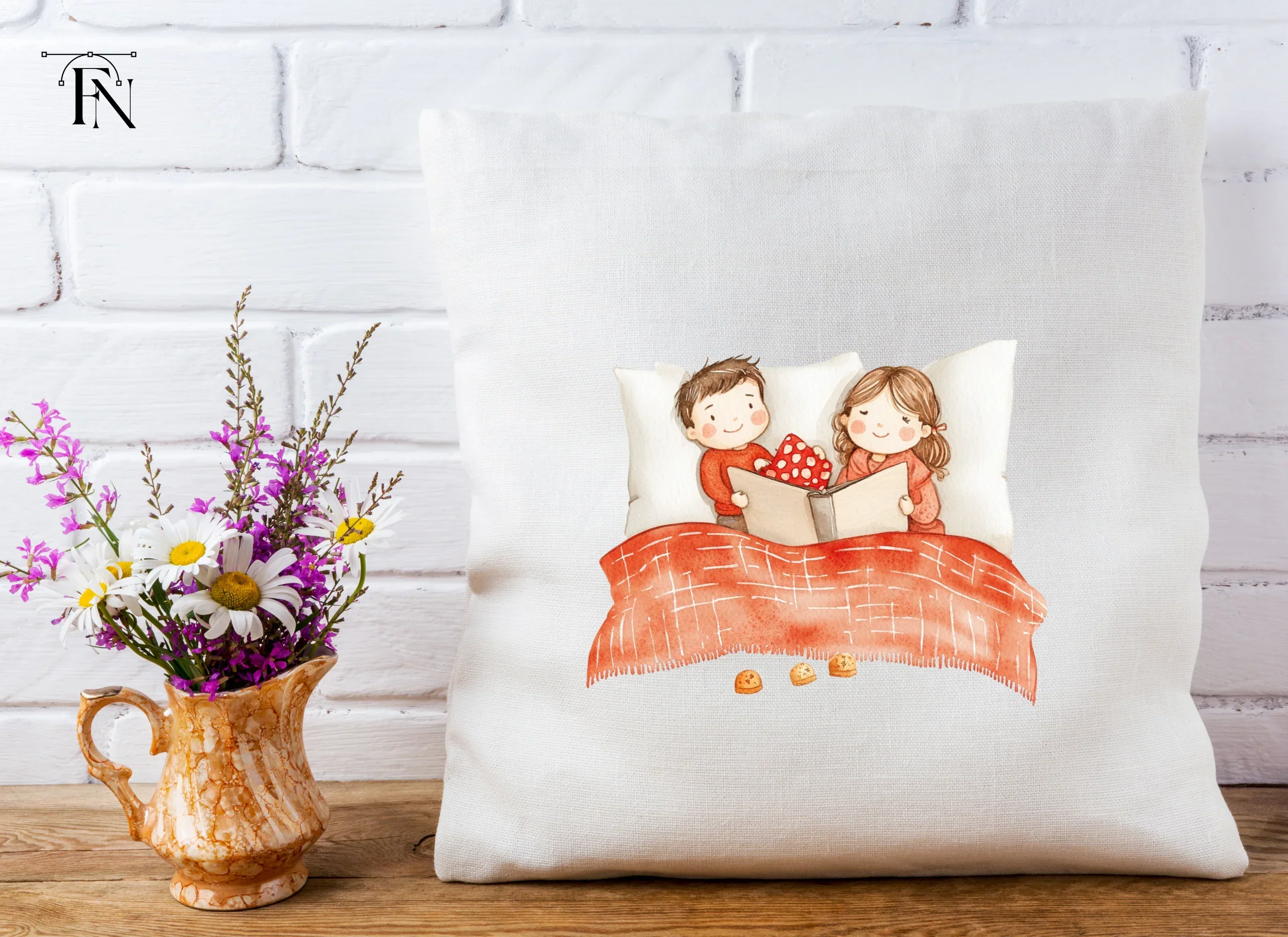 Cozy Couple Reading in Bed Clipart Bundle - Image 4