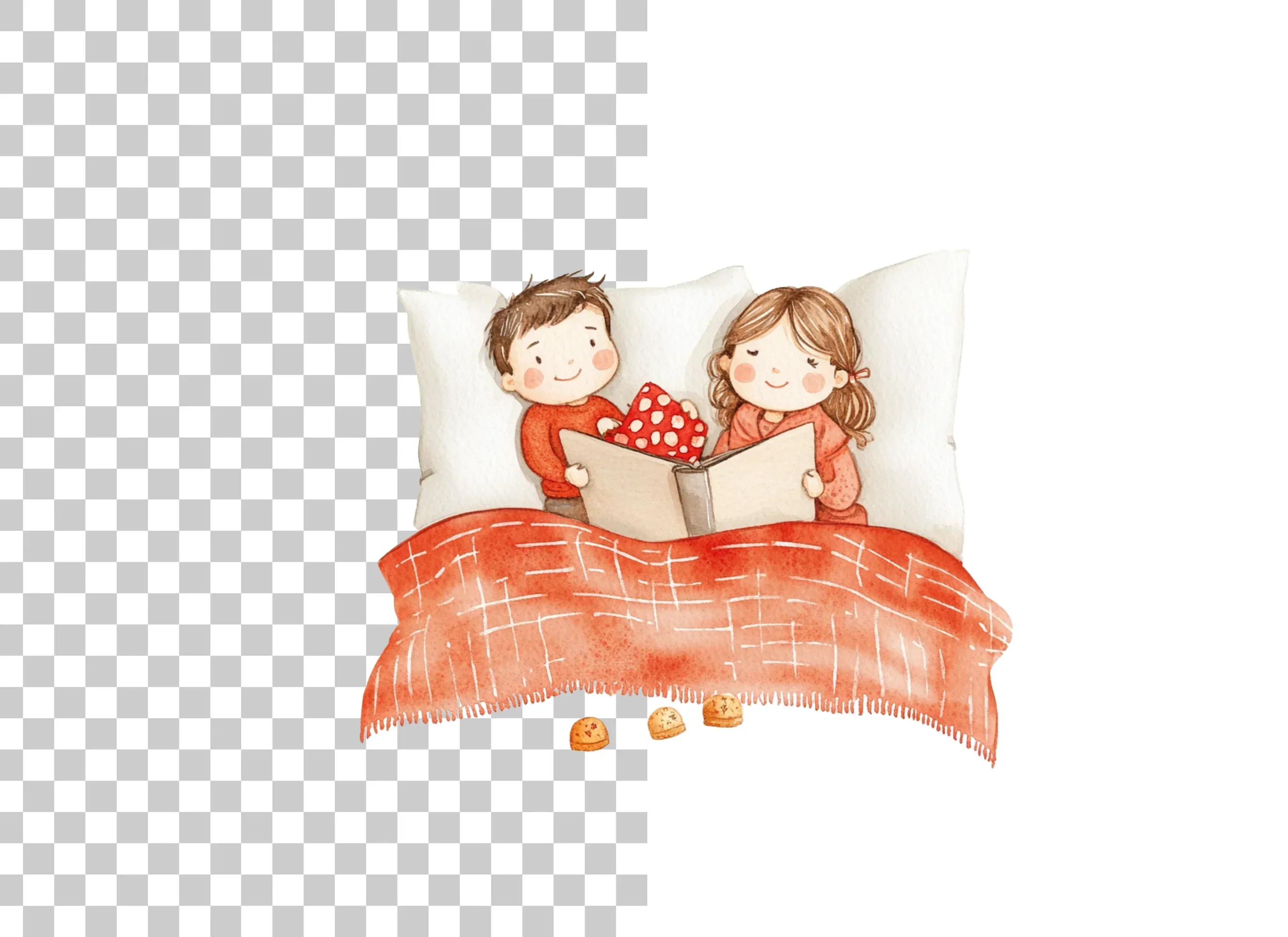 Cozy Couple Reading in Bed Clipart Bundle - Image 6