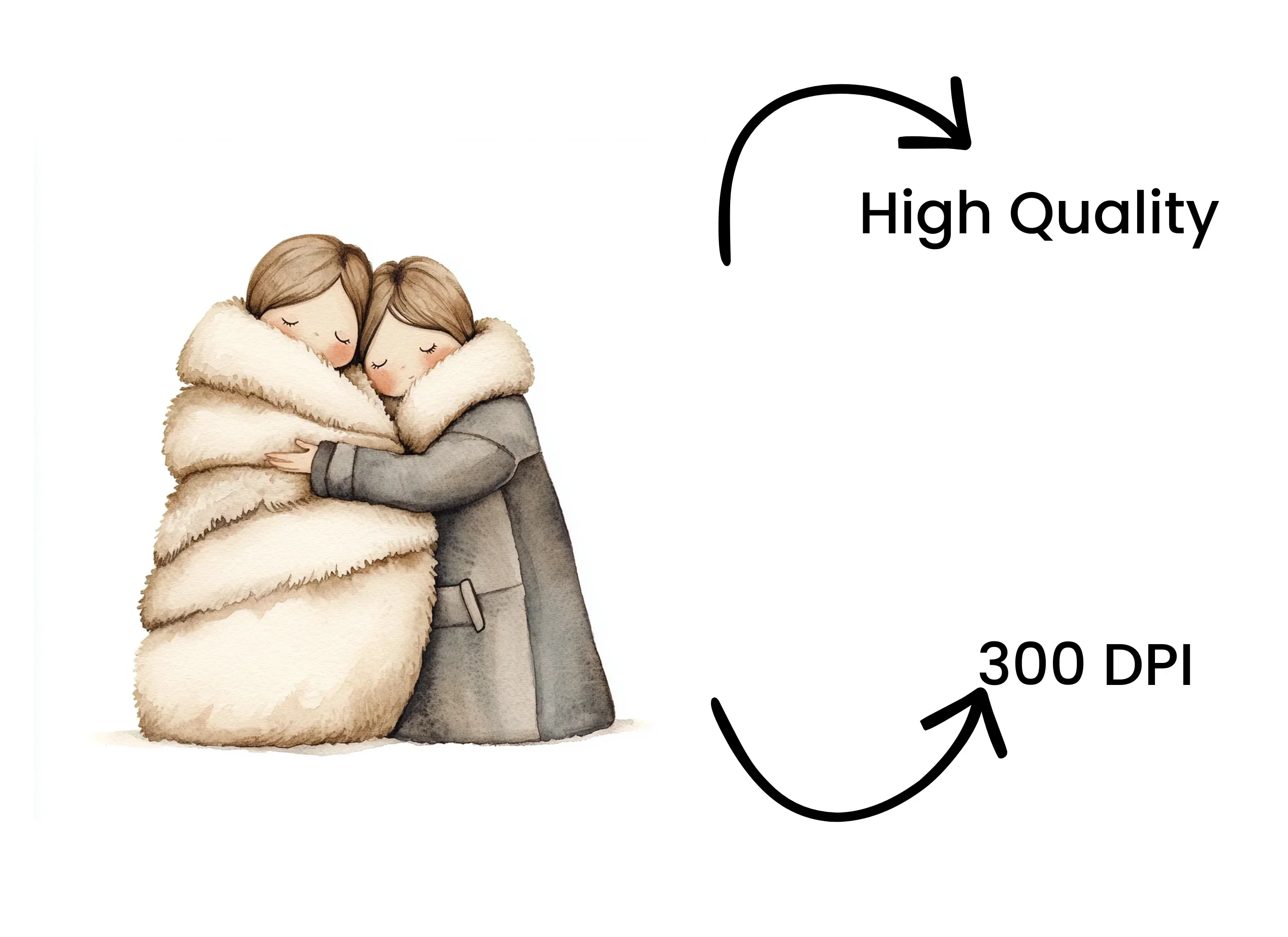 Cozy Couple Winter Hug Clipart Bundle - Image 4