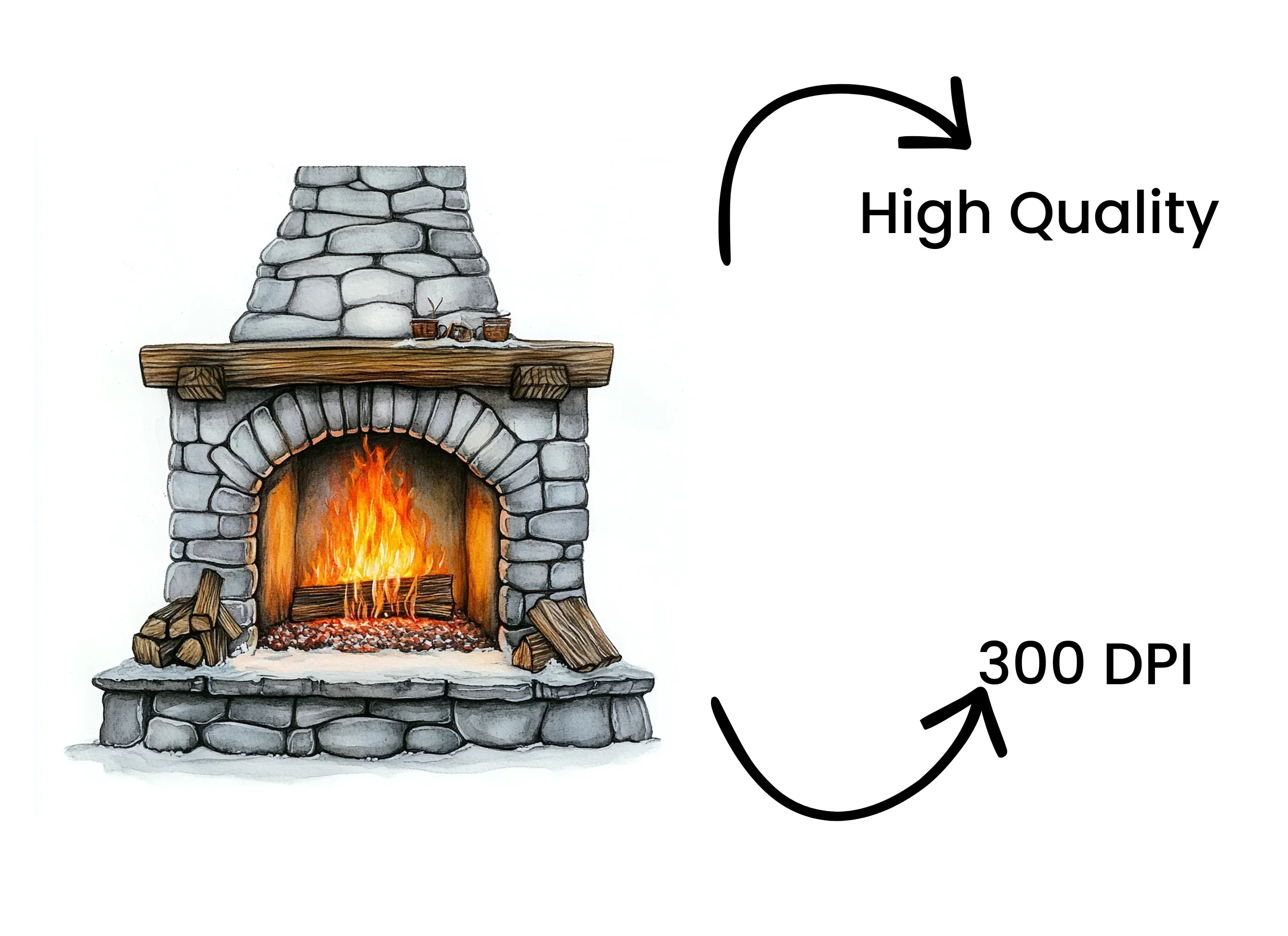 Cozy Fireplace Clipart Bundle - Image 4