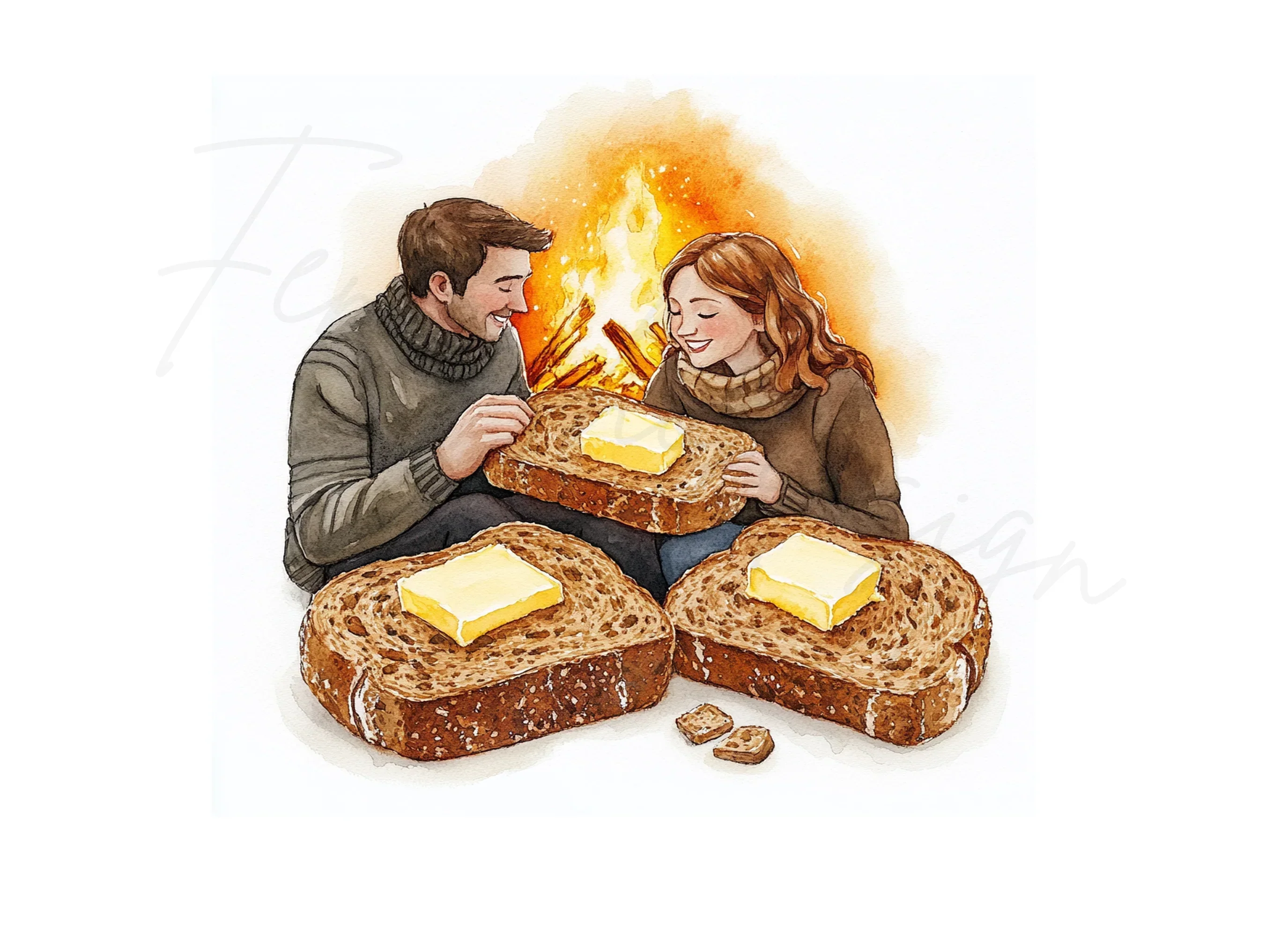 Cozy Fireplace Toast Clipart Bundle - Image 2