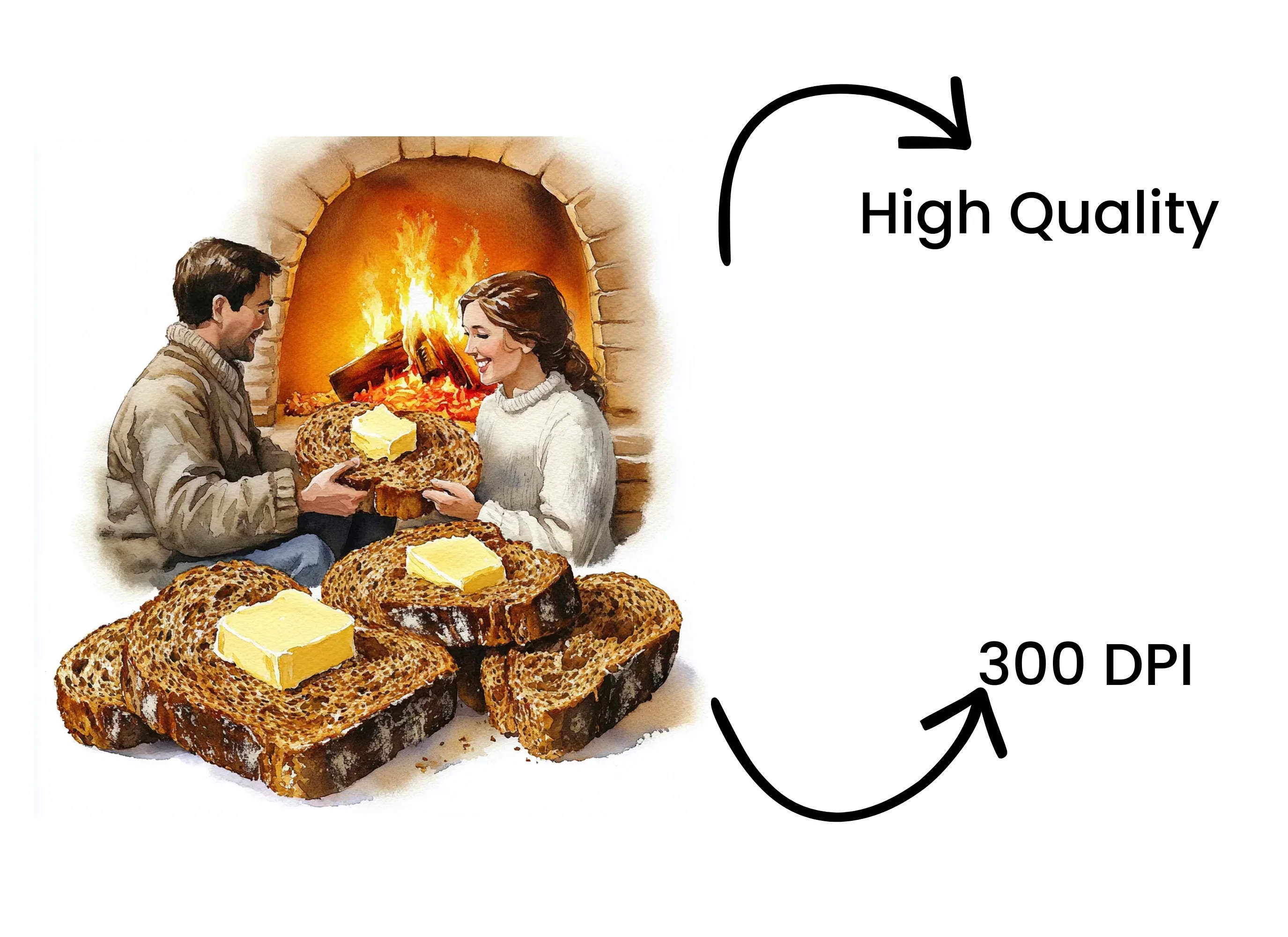 Cozy Fireplace Toast Clipart Bundle - Image 4