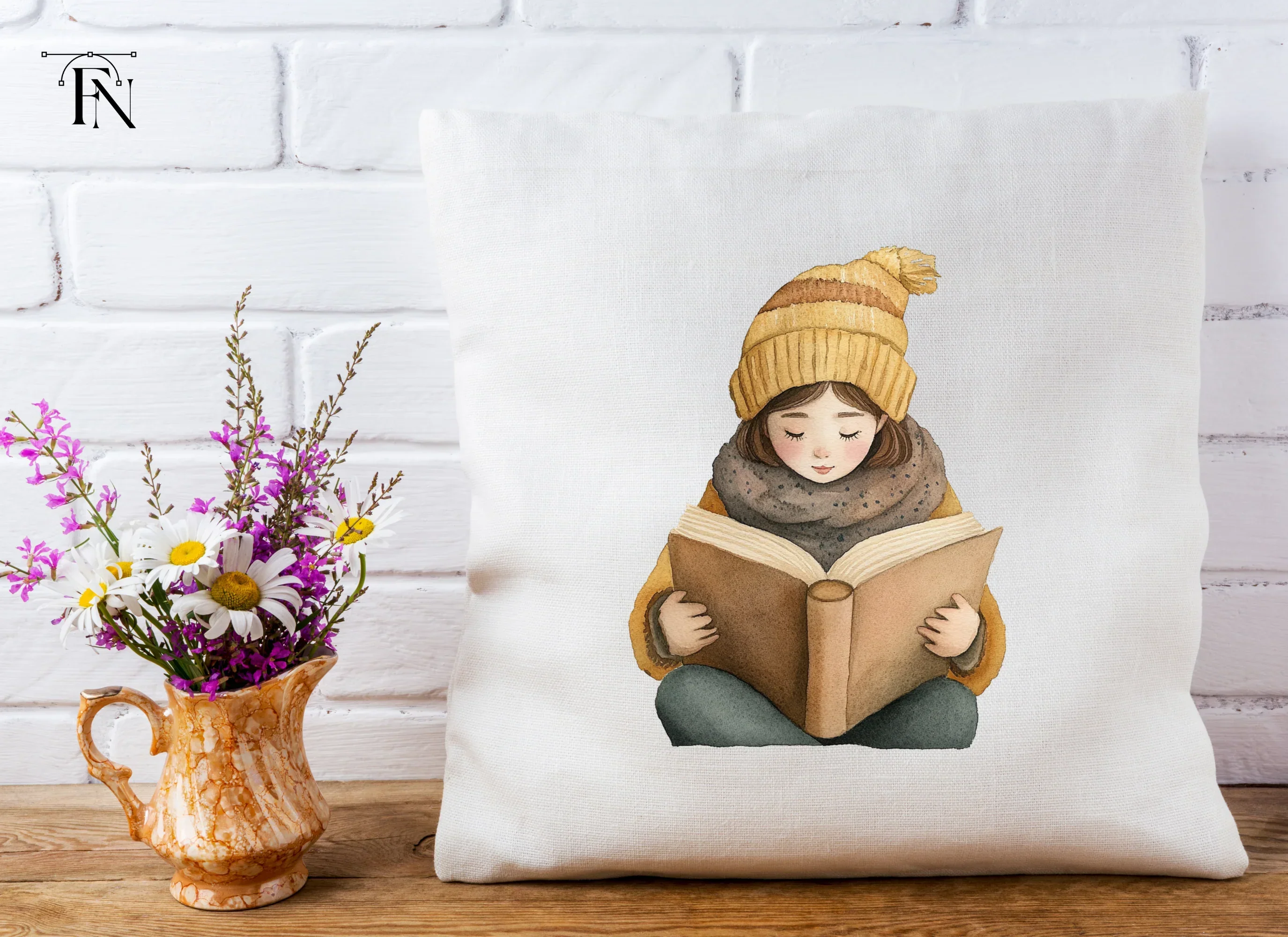Cozy Girls Reading Books Clipart Bundle - Image 5
