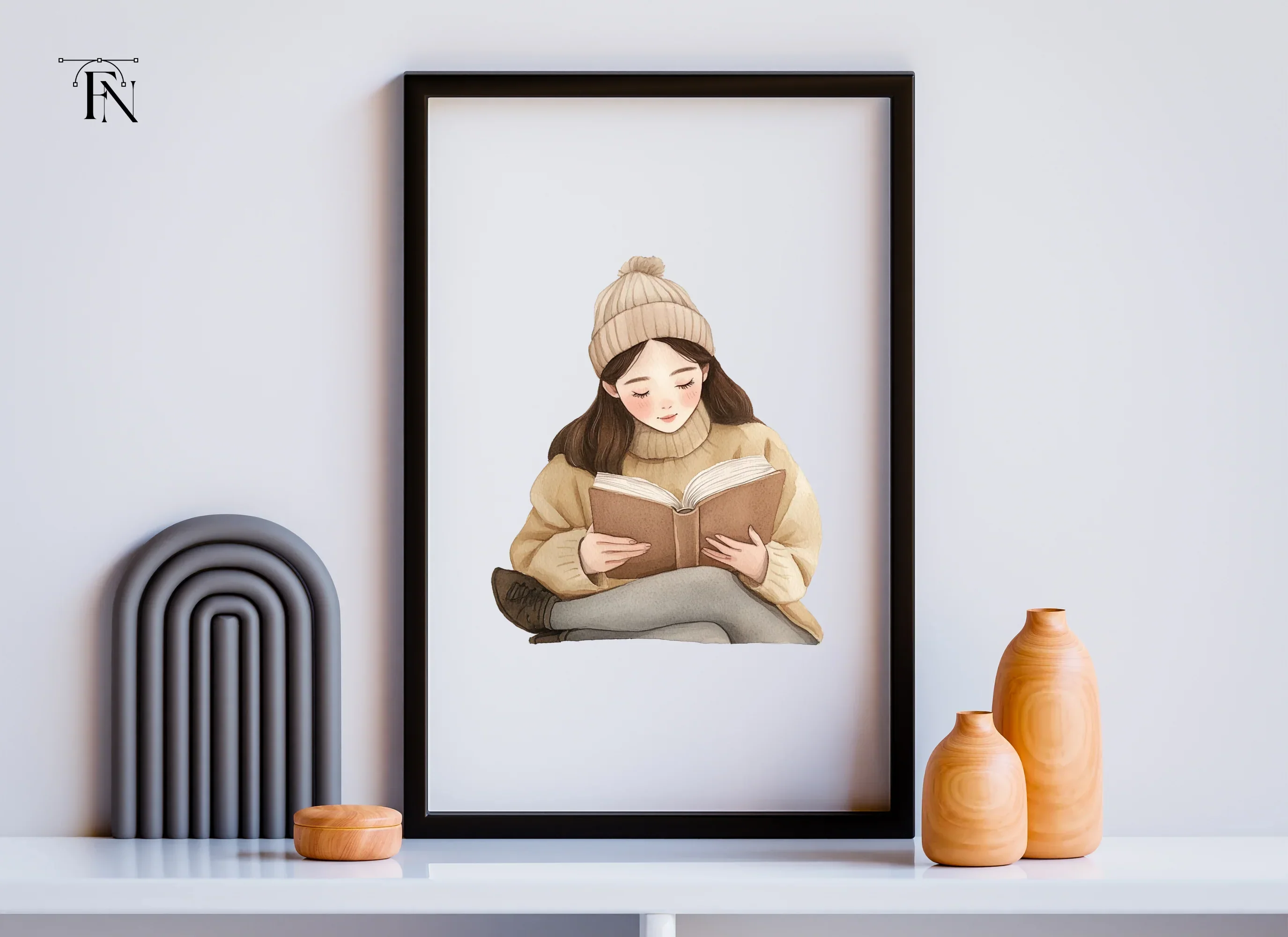 Cozy Girls Reading Books Clipart Bundle - Image 6