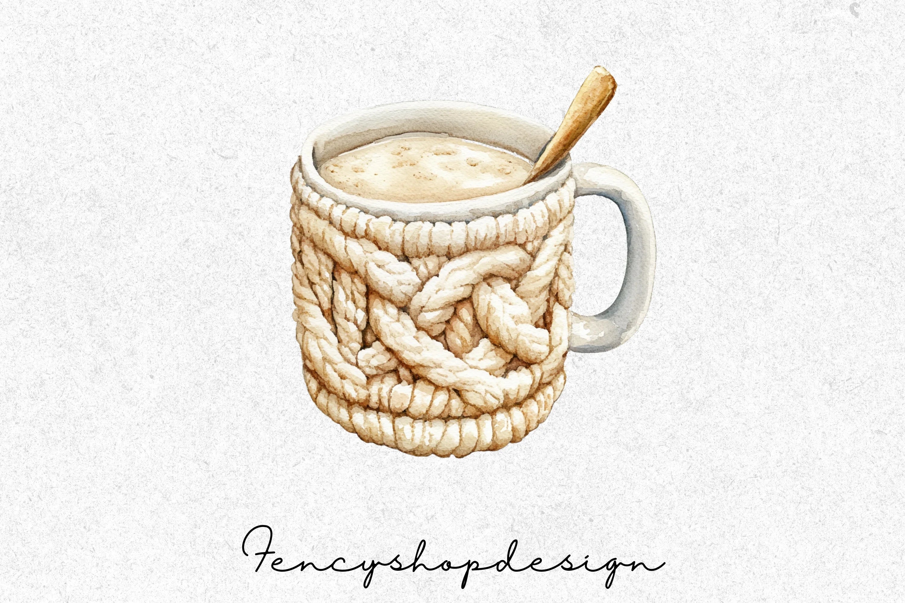 Cozy Knitted Mugs Yarn Crafts Clipart Bundle - Image 6