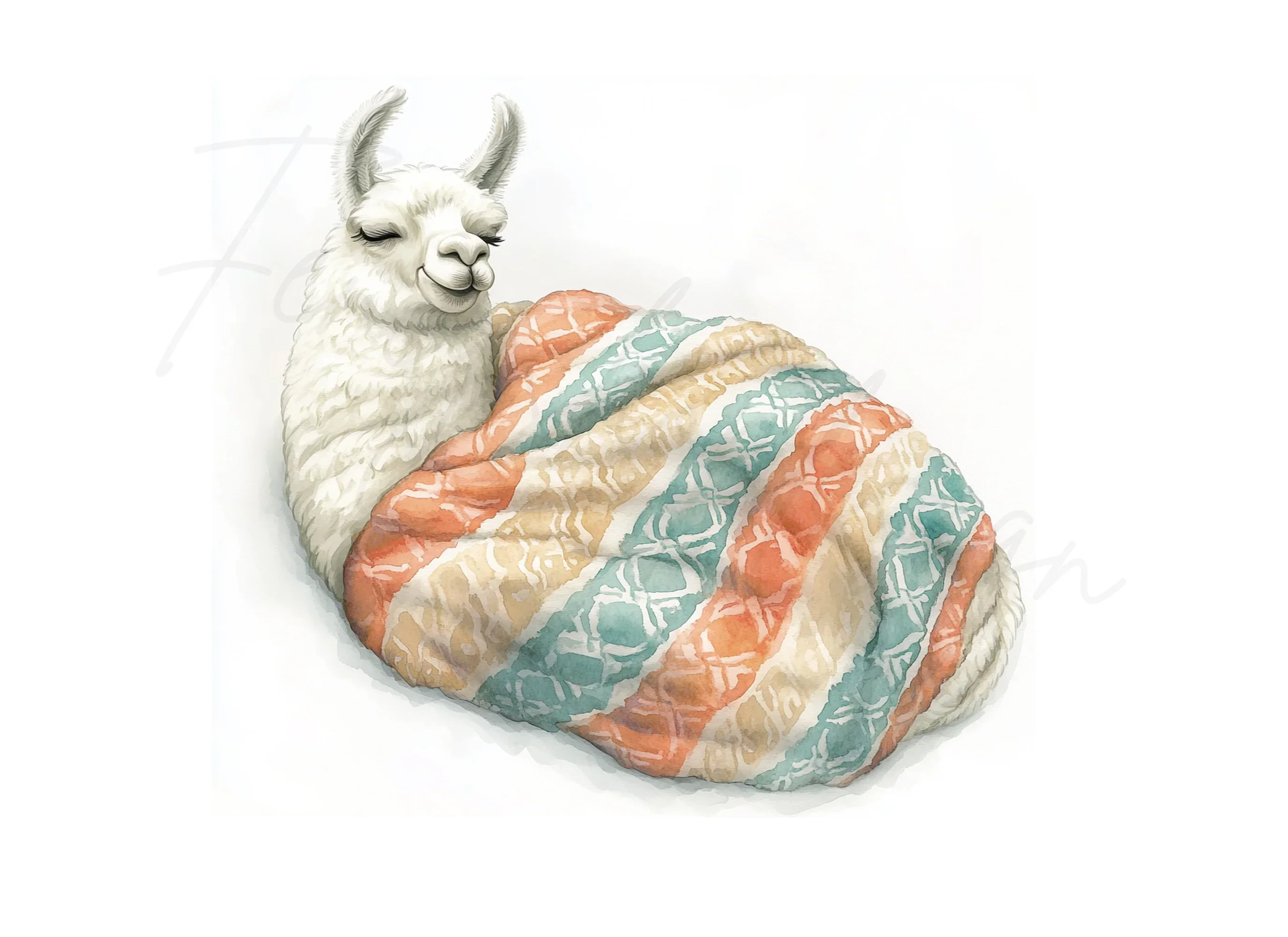 Cozy Llama in Soft Blankets Clipart Bundle - Image 2