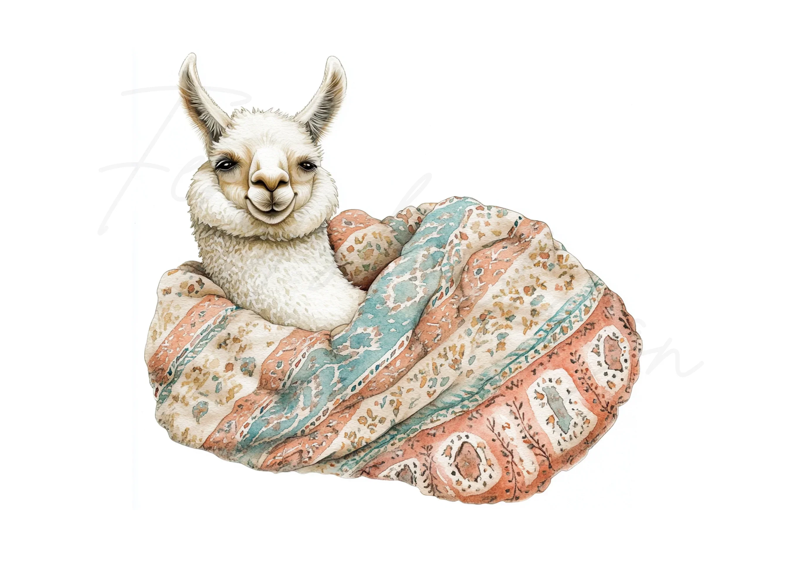 Cozy Llama in Soft Blankets Clipart Bundle - Image 3