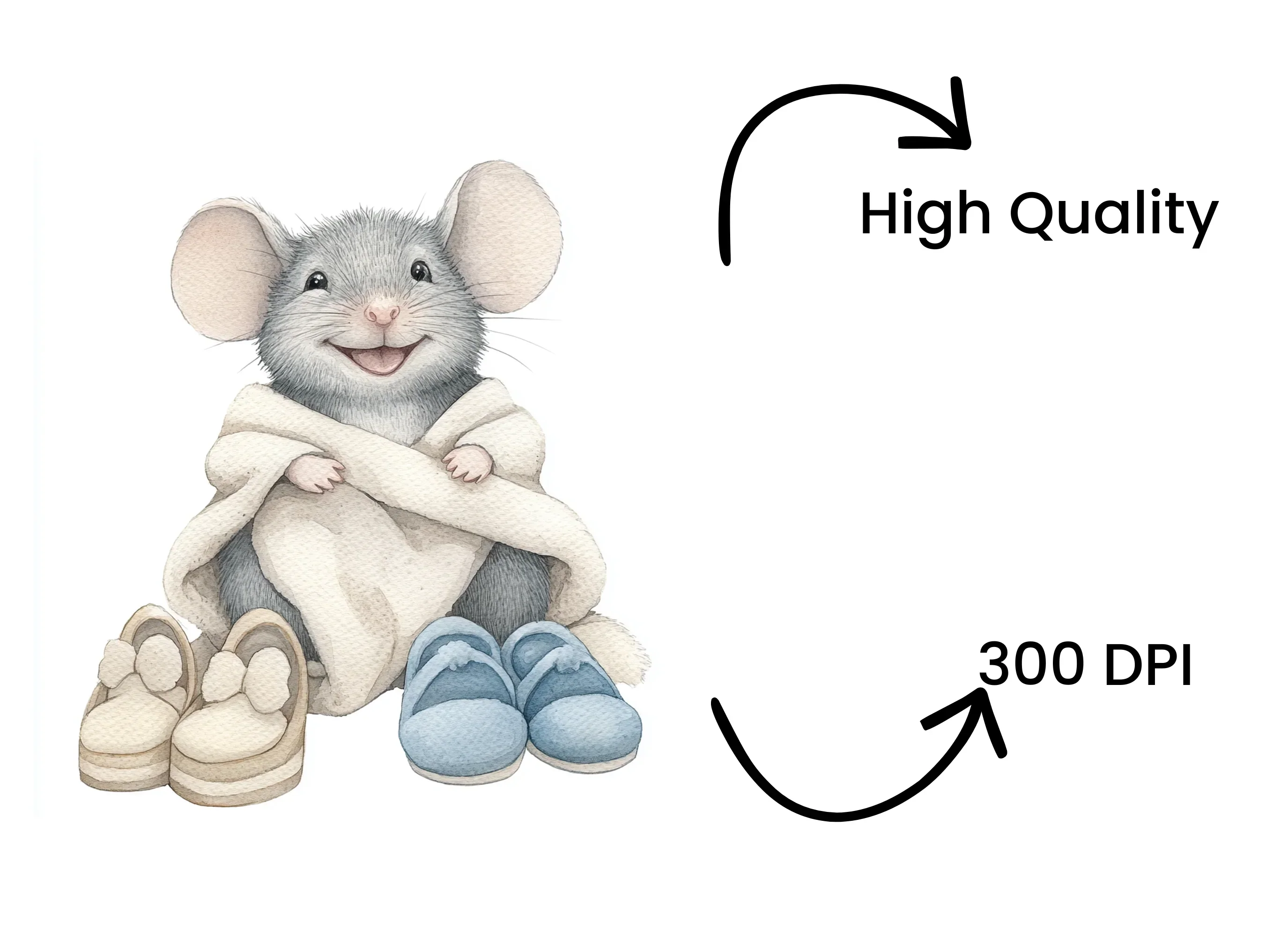 Cozy Mice with Blankets Slippers Clipart Bundle - Image 4