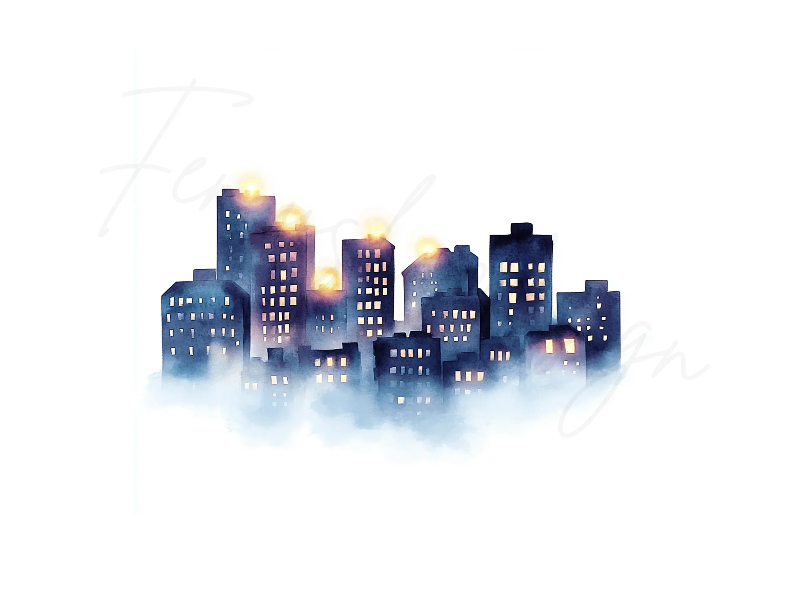 Cozy Night City Clipart Bundle - Image 2