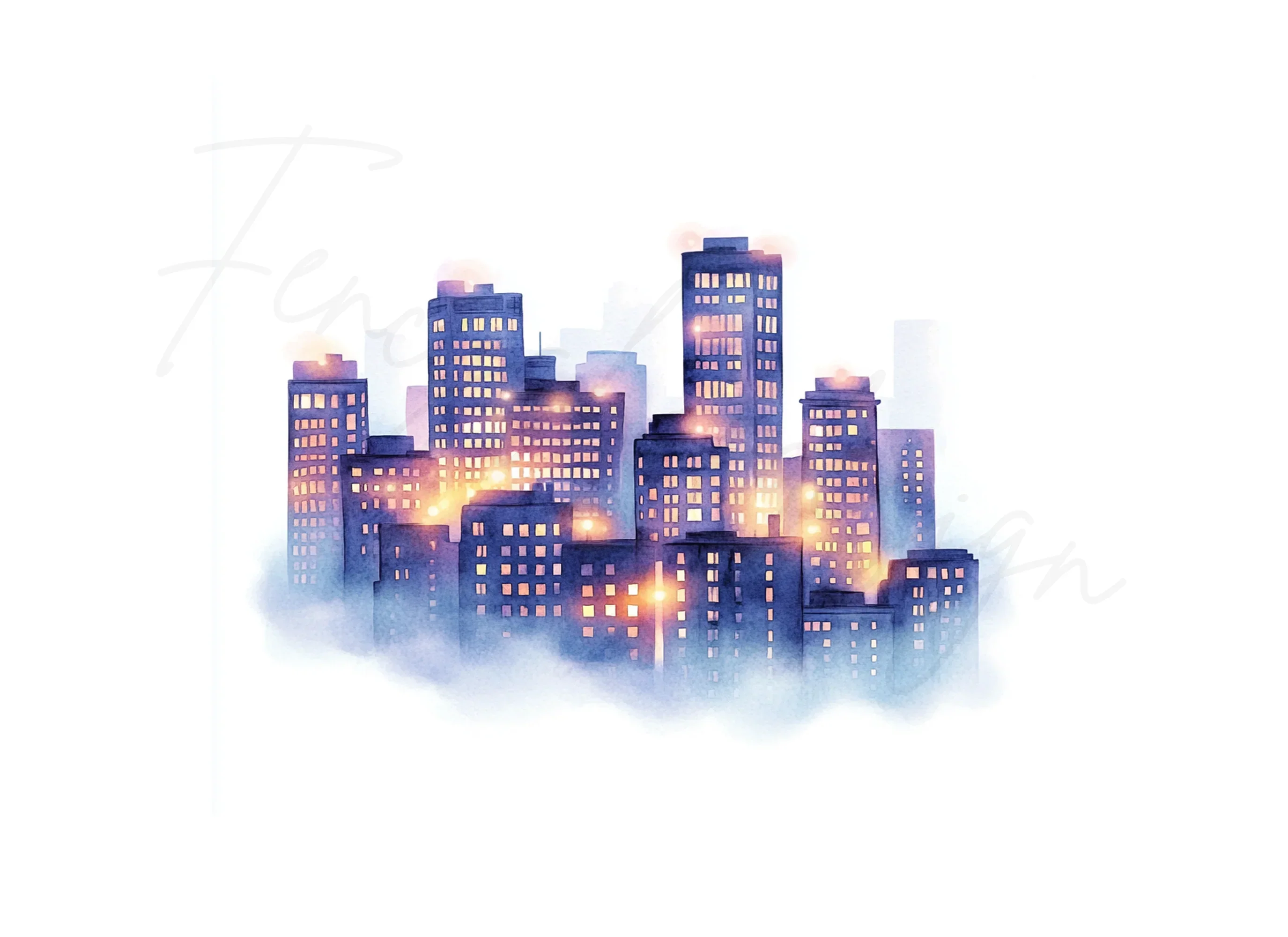 Cozy Night City Clipart Bundle - Image 3